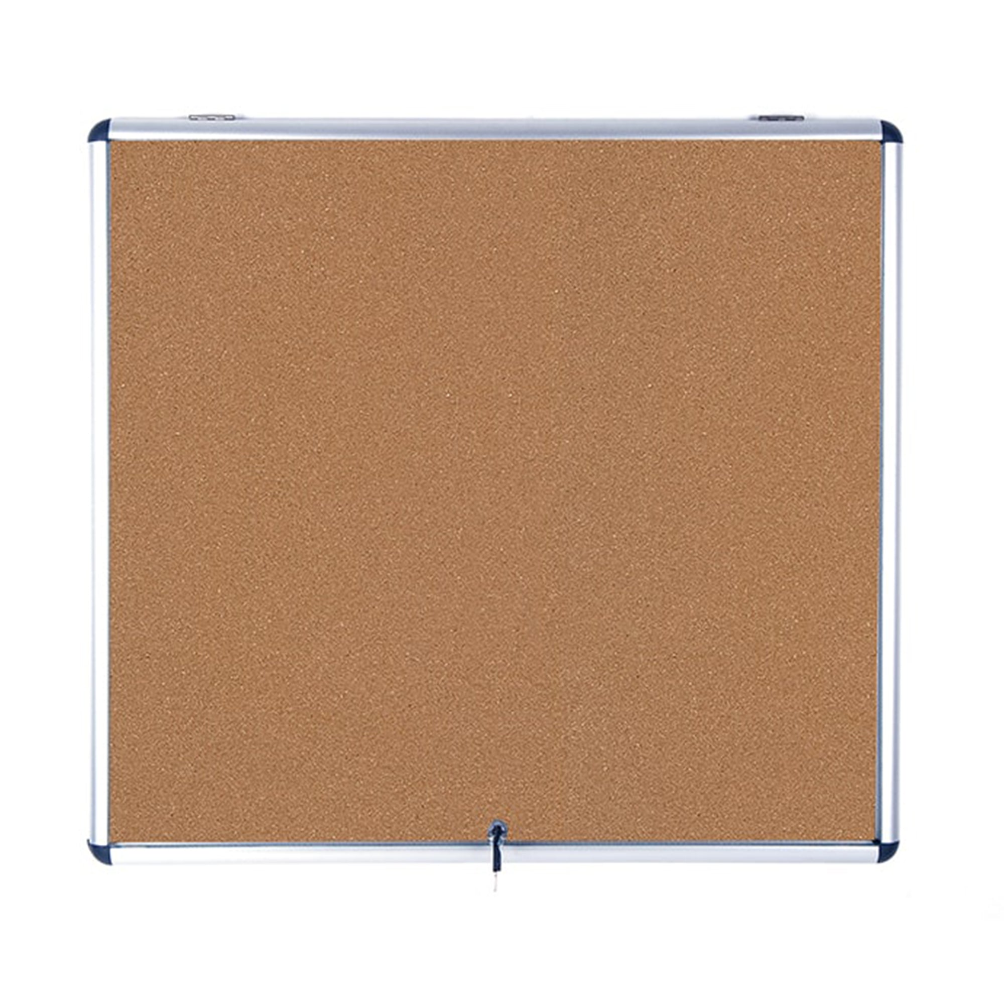 MasterVision Slim Line Cork Bulletin Enclosed Board Cabinet, Single Top Hinged Door, 47"  x 38"