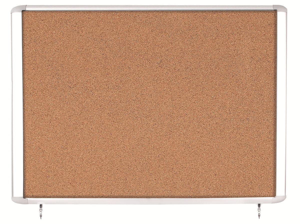 MasterVision Weather Resistant Cork Bulletin Enclosed Board Cabinet, 47" x 38.3", Aluminum Frame