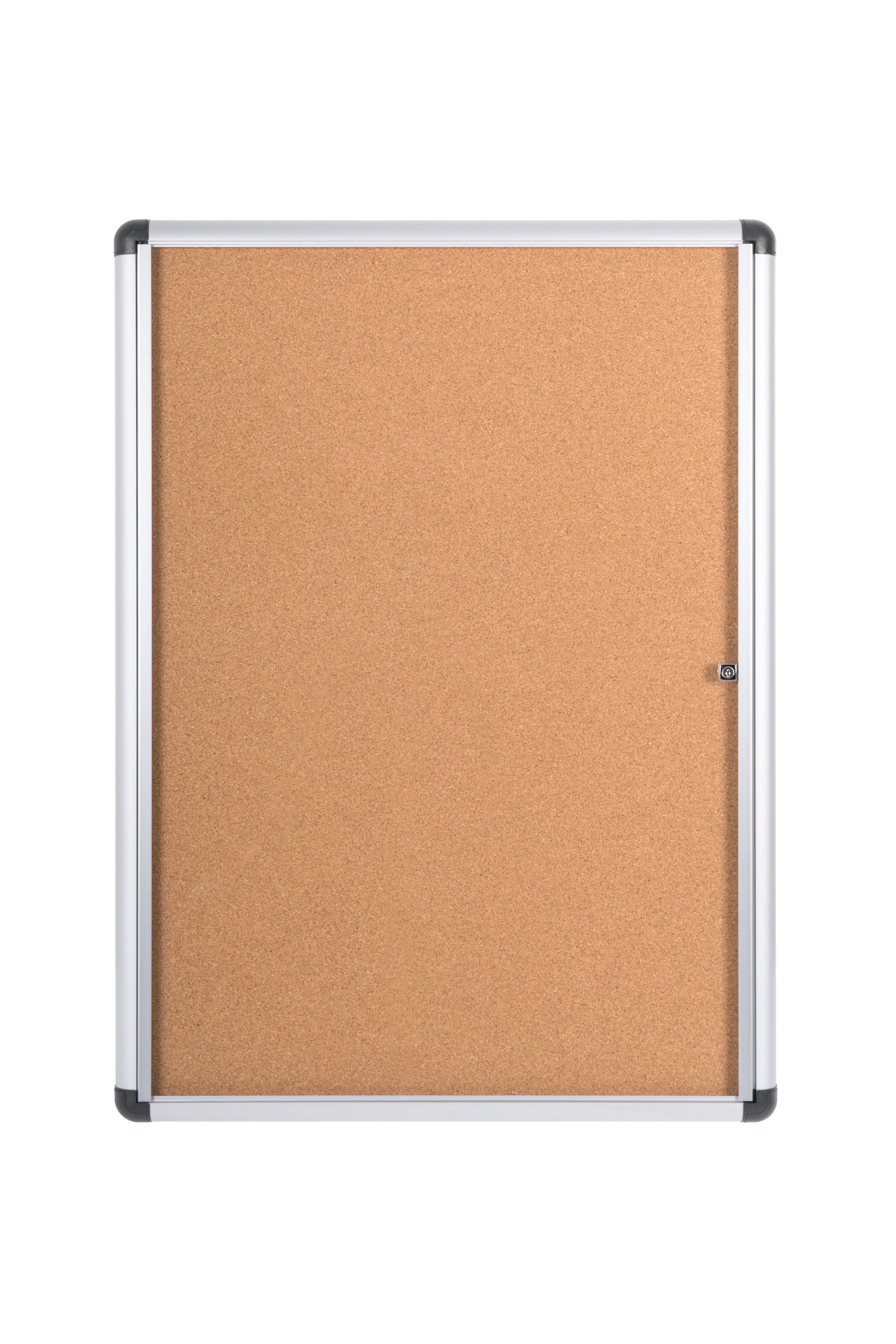 MasterVision Slim Line Cork Bulletin Enclosed Board Cabinet,Single Swing Door, 28"  x 38"