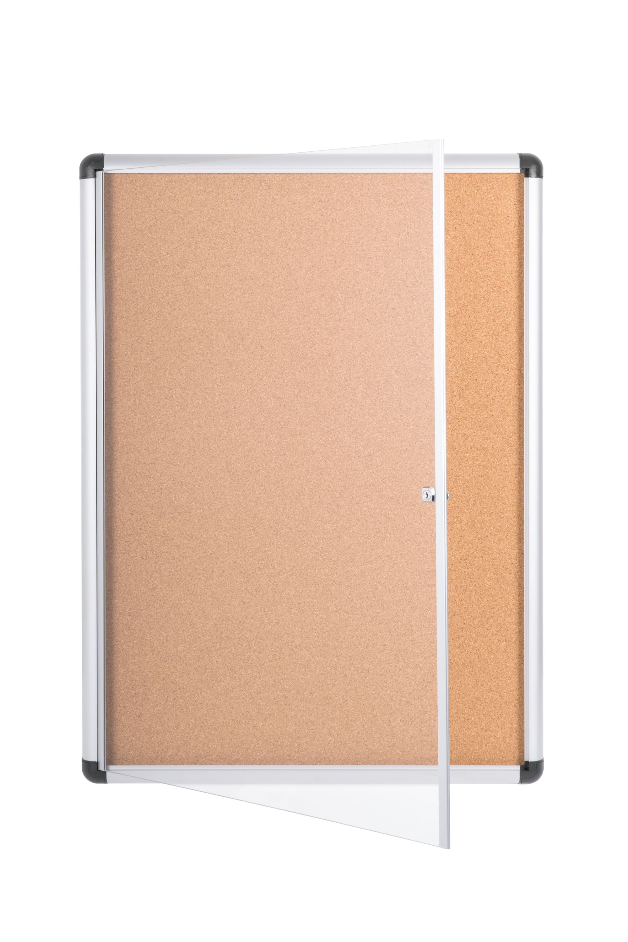 MasterVision Slim Line Cork Bulletin Enclosed Board Cabinet,Single Swing Door, 28"  x 38"