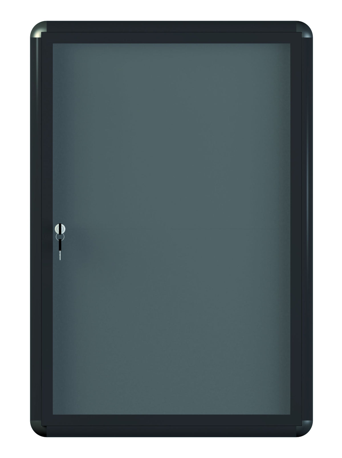 MasterVision Gray Fabric Bulletin Enclosed Board Cabinet, 24" x 36" Acrylic Swinging Door, Graphite Aluminum Frame