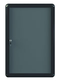 MasterVision Gray Fabric Bulletin Enclosed Board Cabinet, 24" x 36" Acrylic Swinging Door, Graphite Aluminum Frame