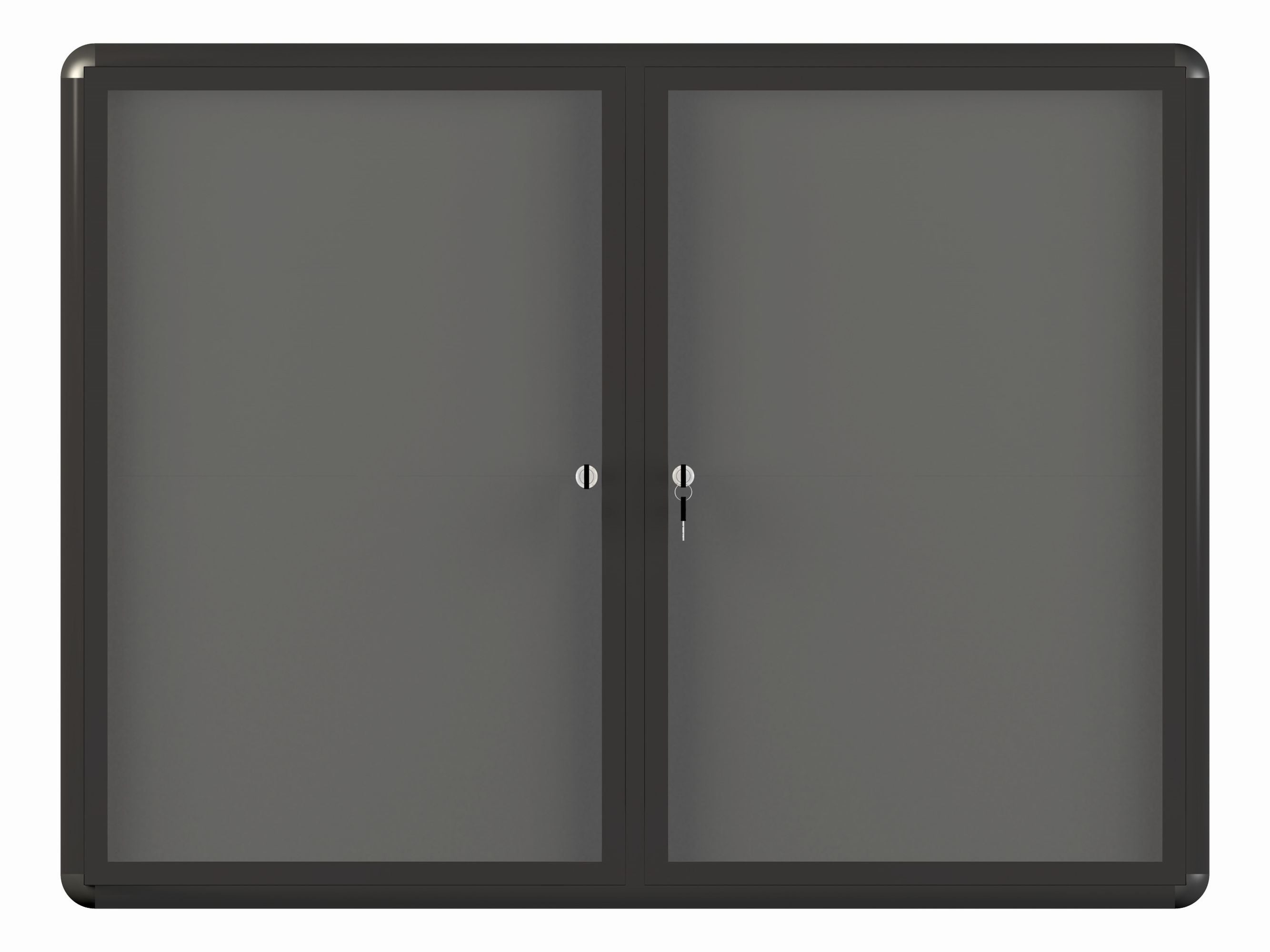 MasterVision Gray Fabric Bulletin Enclosed Board Cabinet, Two Acrylic Swing Doors, 36" x 48", Graphite Aluminum Frame