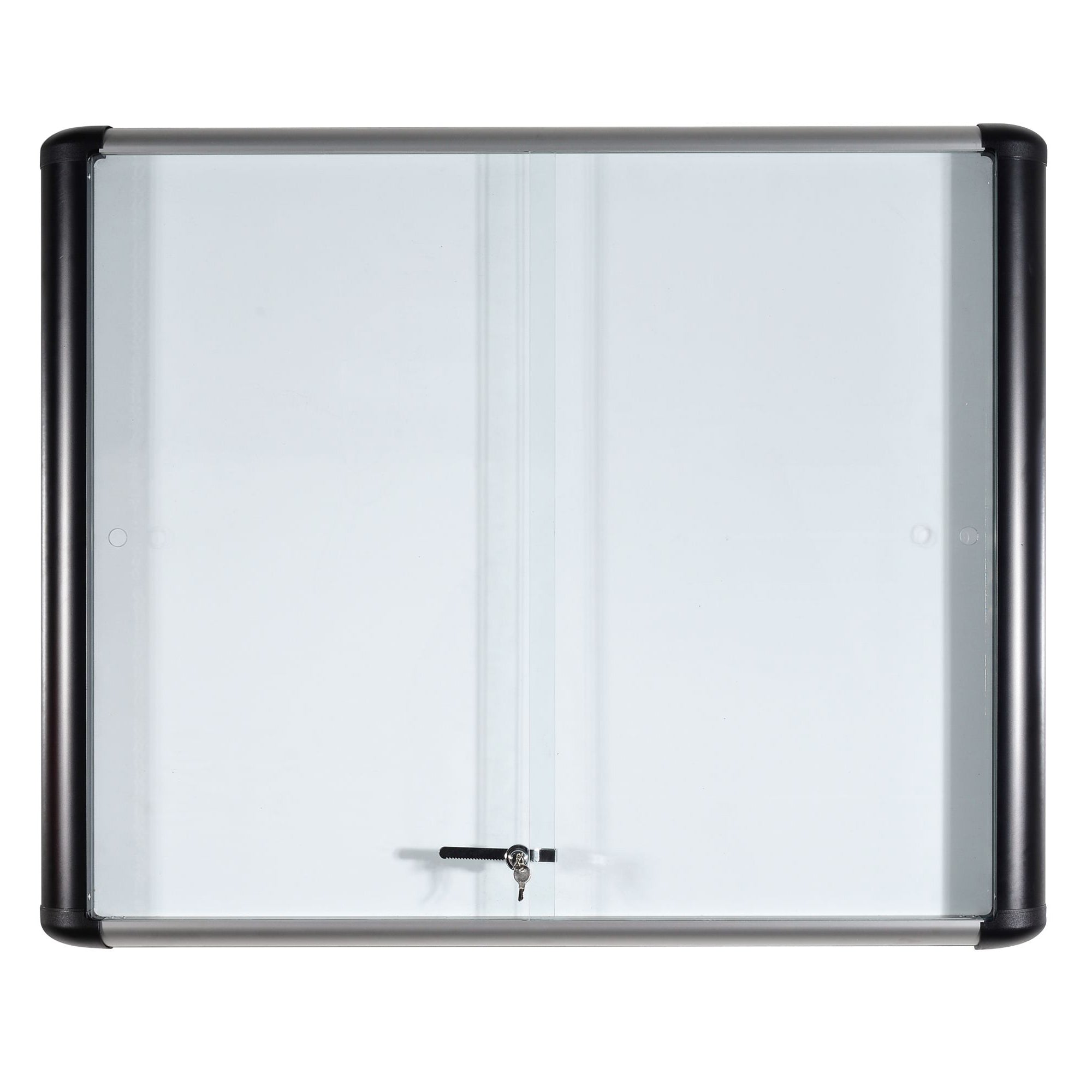 MasterVision MVI Magnetic Porcelain Dry-Erase Enclosed Board Cabinet, Two Sliding Glass Doors, 38.6" x 45.7", Aluminum Frame