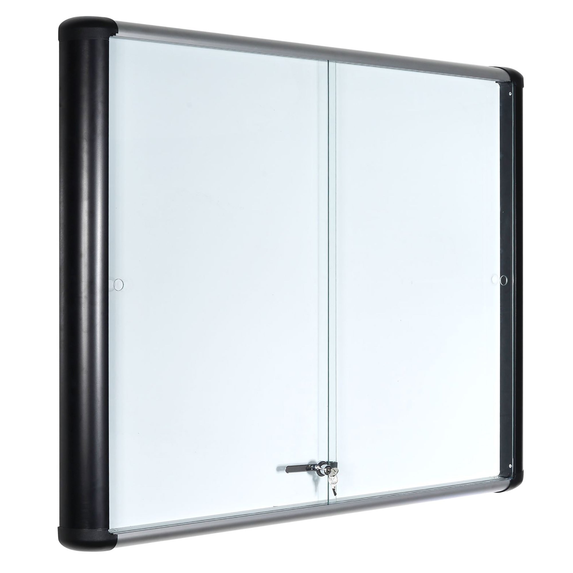 MasterVision MVI Magnetic Porcelain Dry-Erase Enclosed Board Cabinet, Two Sliding Glass Doors, 38.6" x 45.7", Aluminum Frame