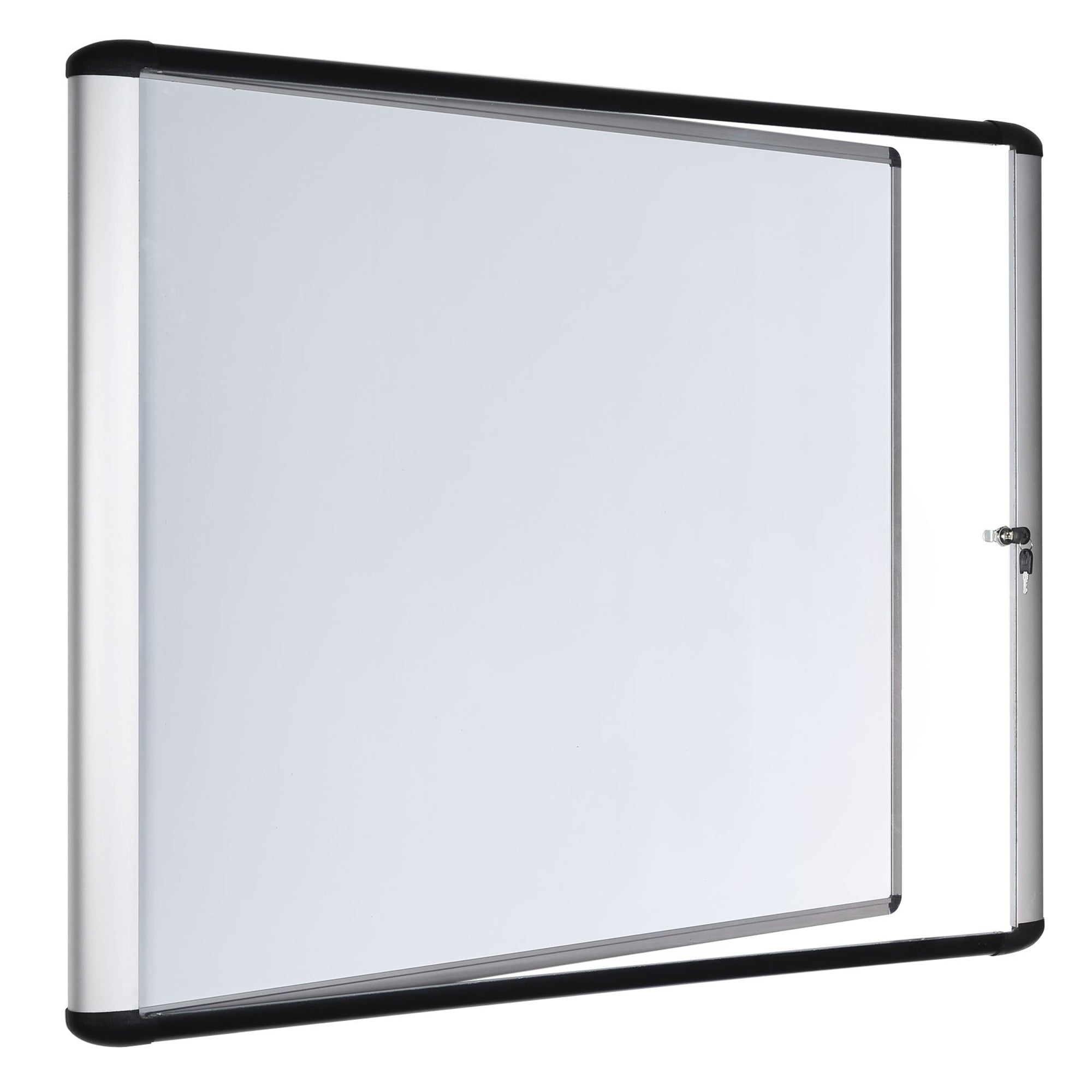 MasterVision MVI Magnetic Porcelain Dry-Erase Enclosed Board Cabinet, Glass Swing Door, 28"  x 38.7", Aluminum Frame