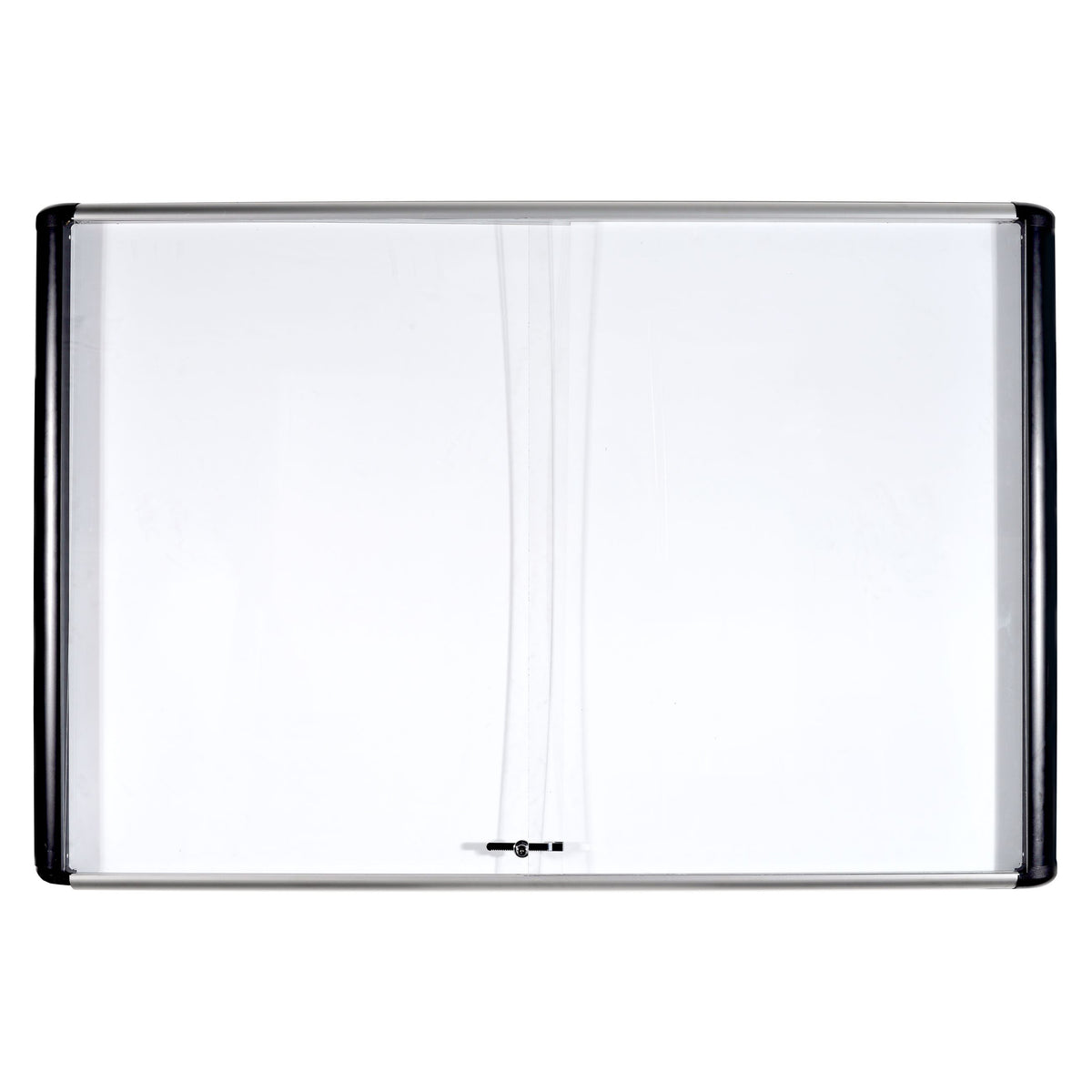 MasterVision MVI Magnetic Porcelain Dry-Erase Enclosed Board Cabinet, Two Sliding Glass Doors, 47"  x 72", Aluminum Frame