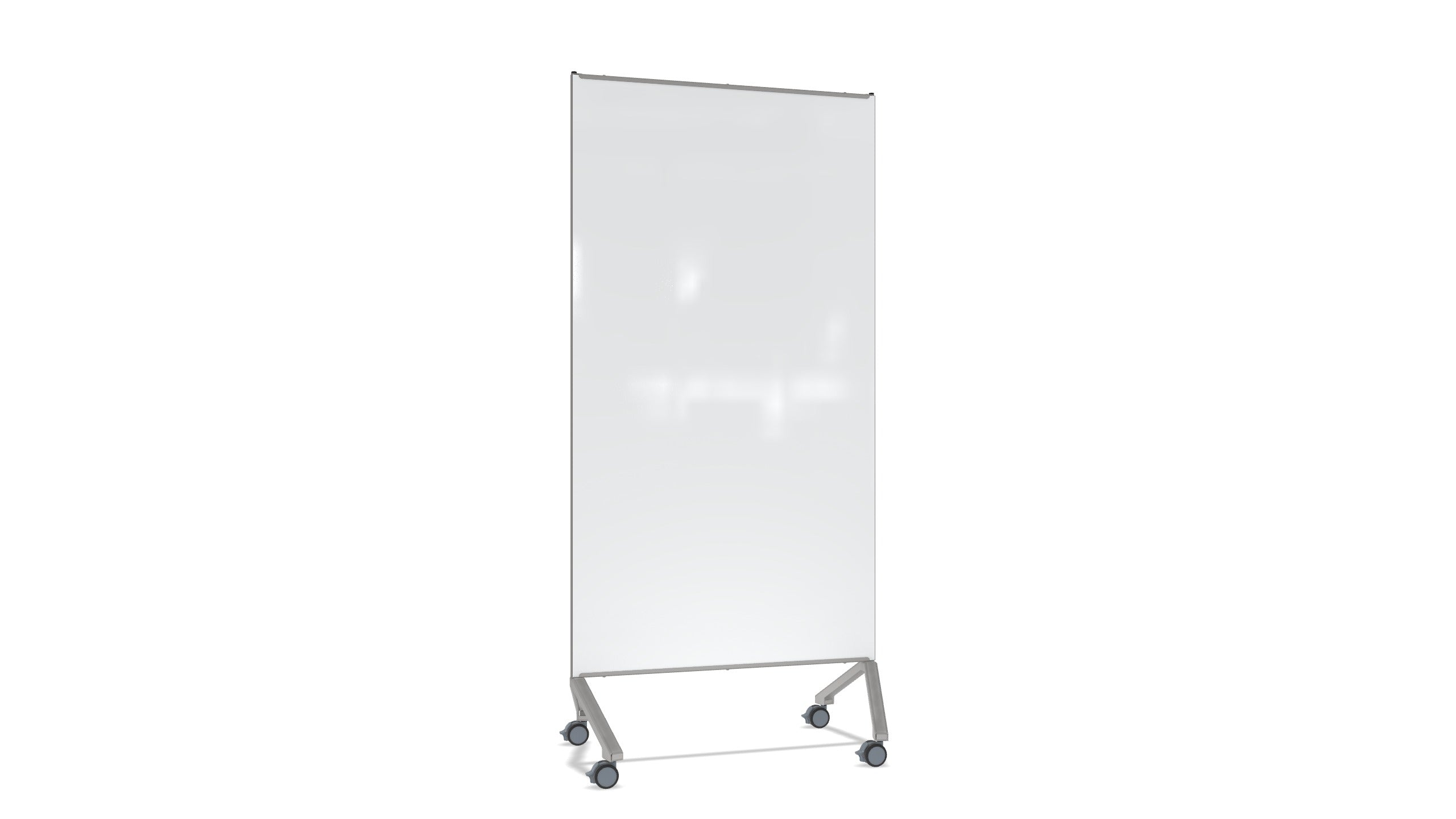 Ghent Pointe Mobile Glassboard, Magnetic, White Glass w/ Silver Frame, 77"H x 36"W_0