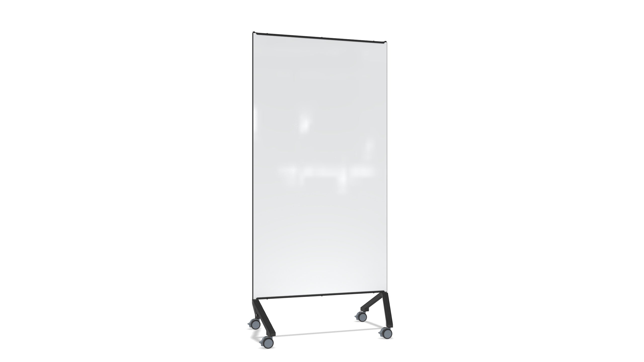 Ghent Pointe Mobile Glassboard, Non-magnetic, White Glass w/ Black Frame, 77"H x 36"W_0