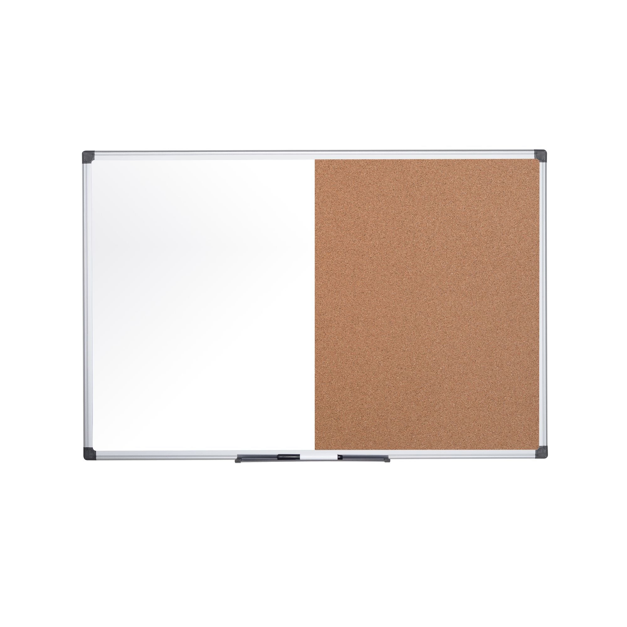 MasterVision Maya Combo Board, Melamine Dry-Erase and Cork, 48"  x 72", Aluminum Frame