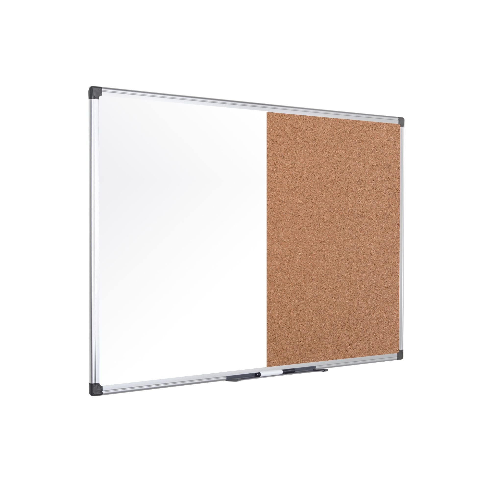 MasterVision Maya Combo Board, Melamine Dry-Erase and Cork, 48"  x 72", Aluminum Frame