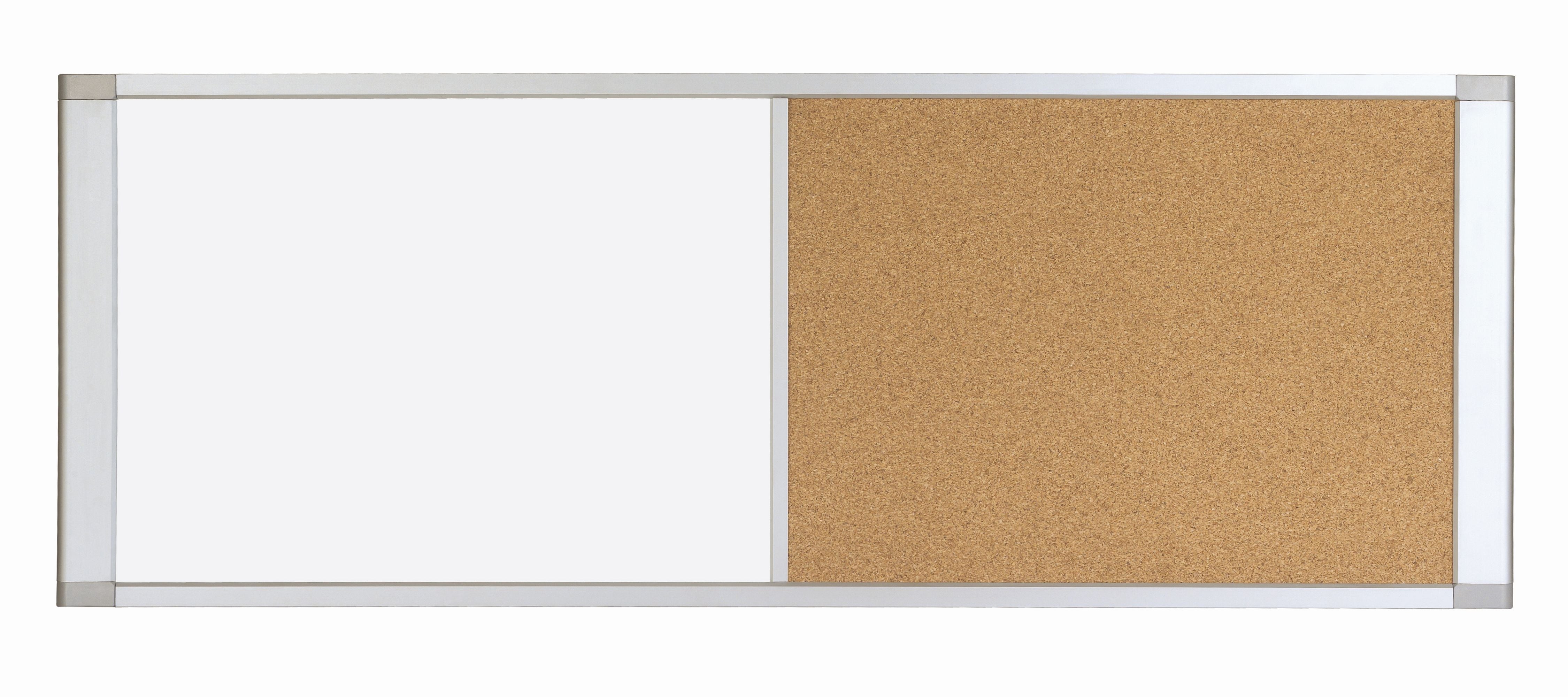 MasterVision Combo Cubicle Board, Magnetic Steel Dry-Erase and Cork Bulletin Surface, 18" x 47", Aluminum Frame