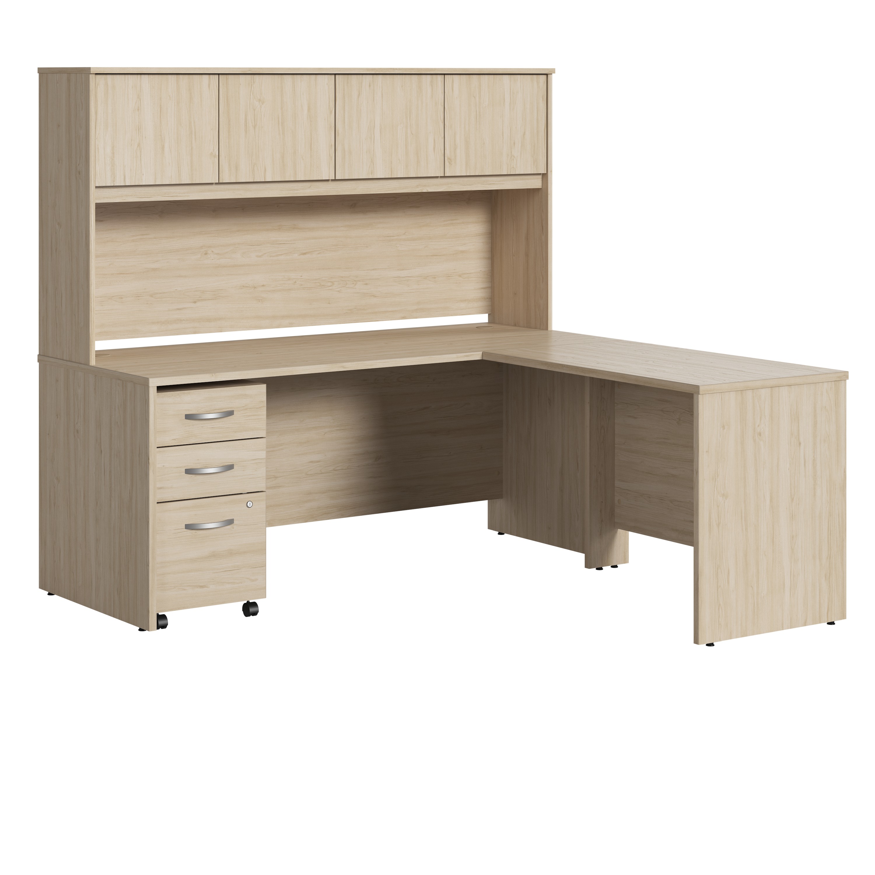 Bush Business Furniture Studio C 72W x 30D L Shaped Desk with Hutch and Mobile File Cabinet | Natural Elm_0