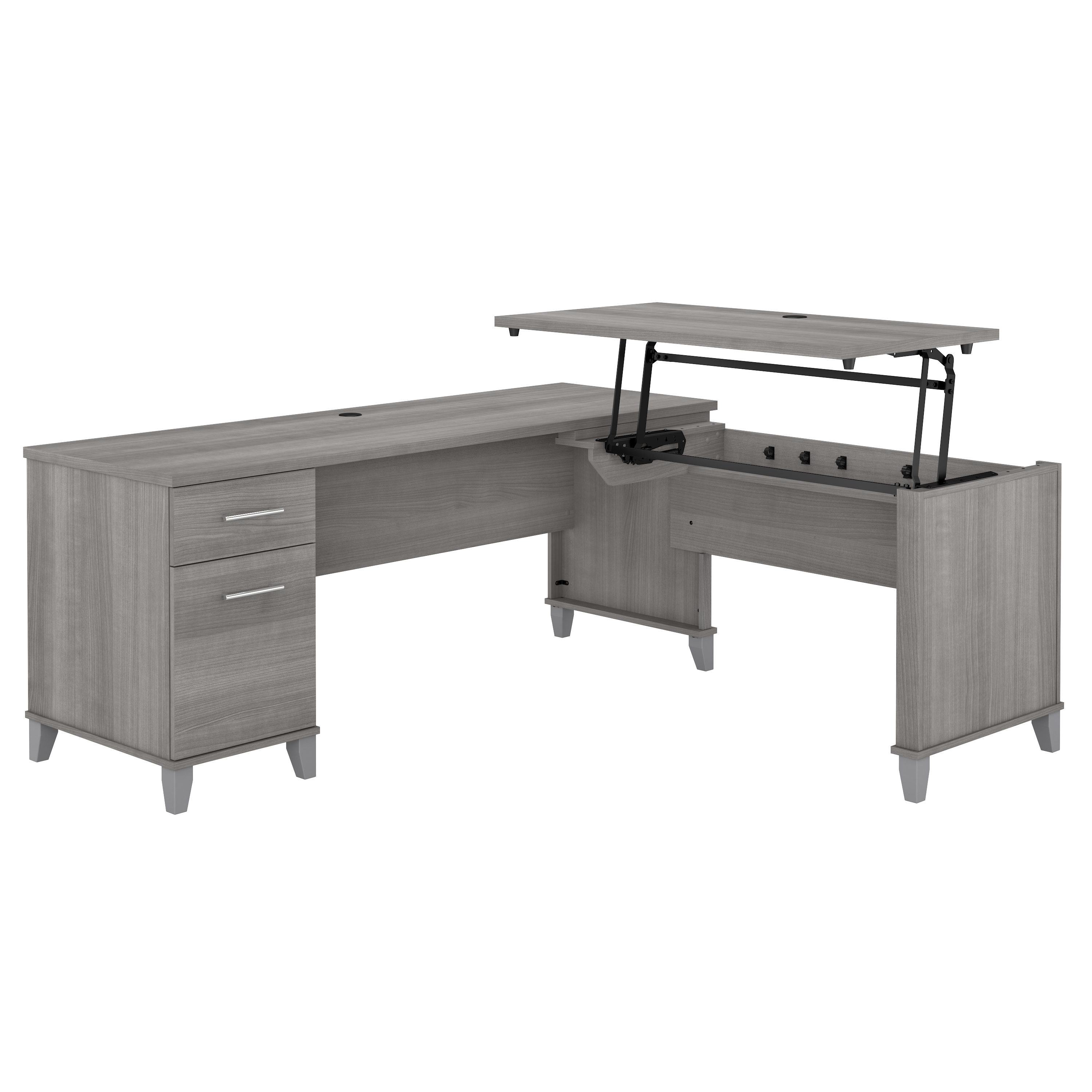 Bush Furniture Somerset 72W 3 Position Sit to Stand L Shaped Desk | Platinum Gray_0