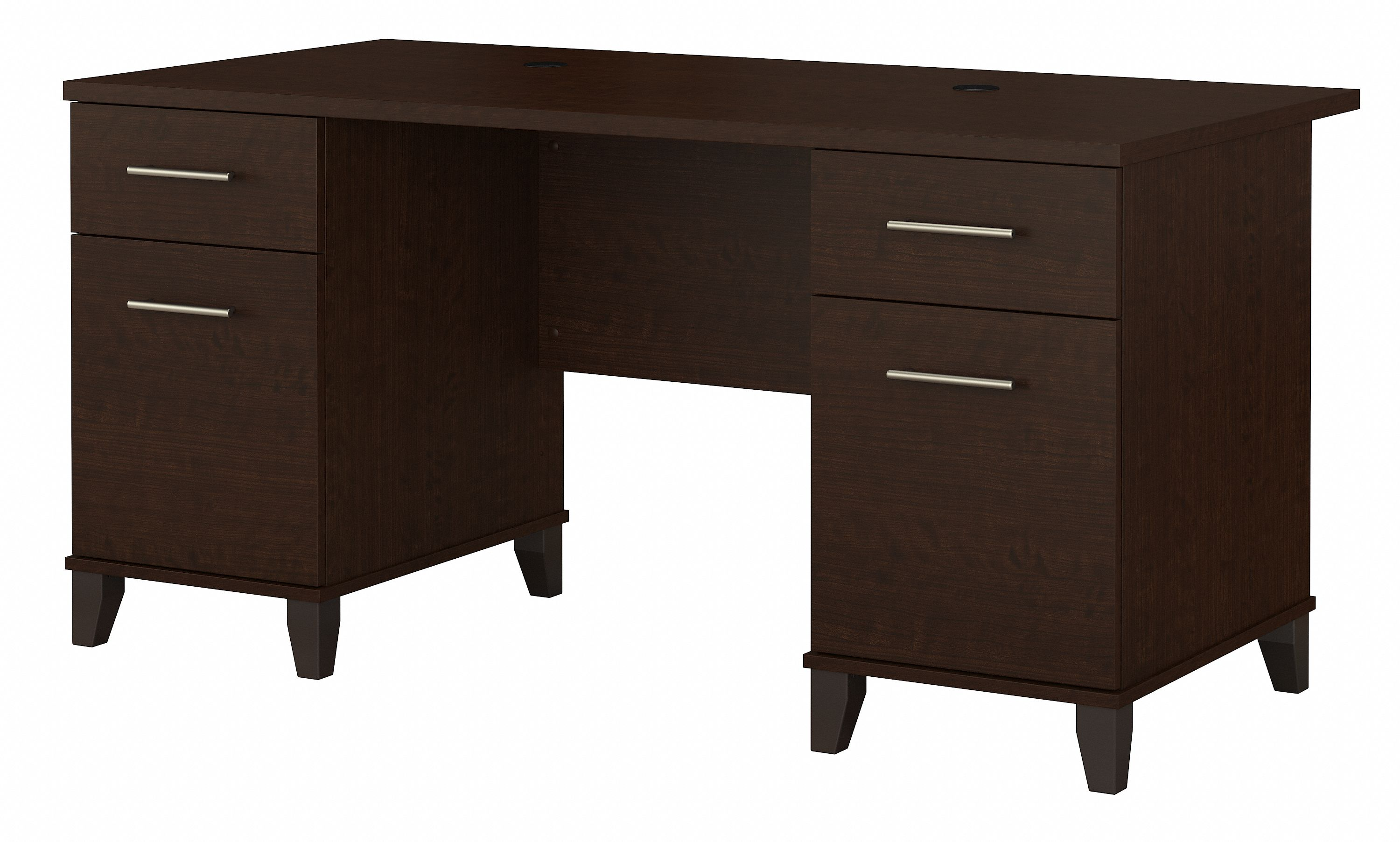 Bush Furniture Somerset 60W Office Desk with Drawers | Mocha Cherry/White_0