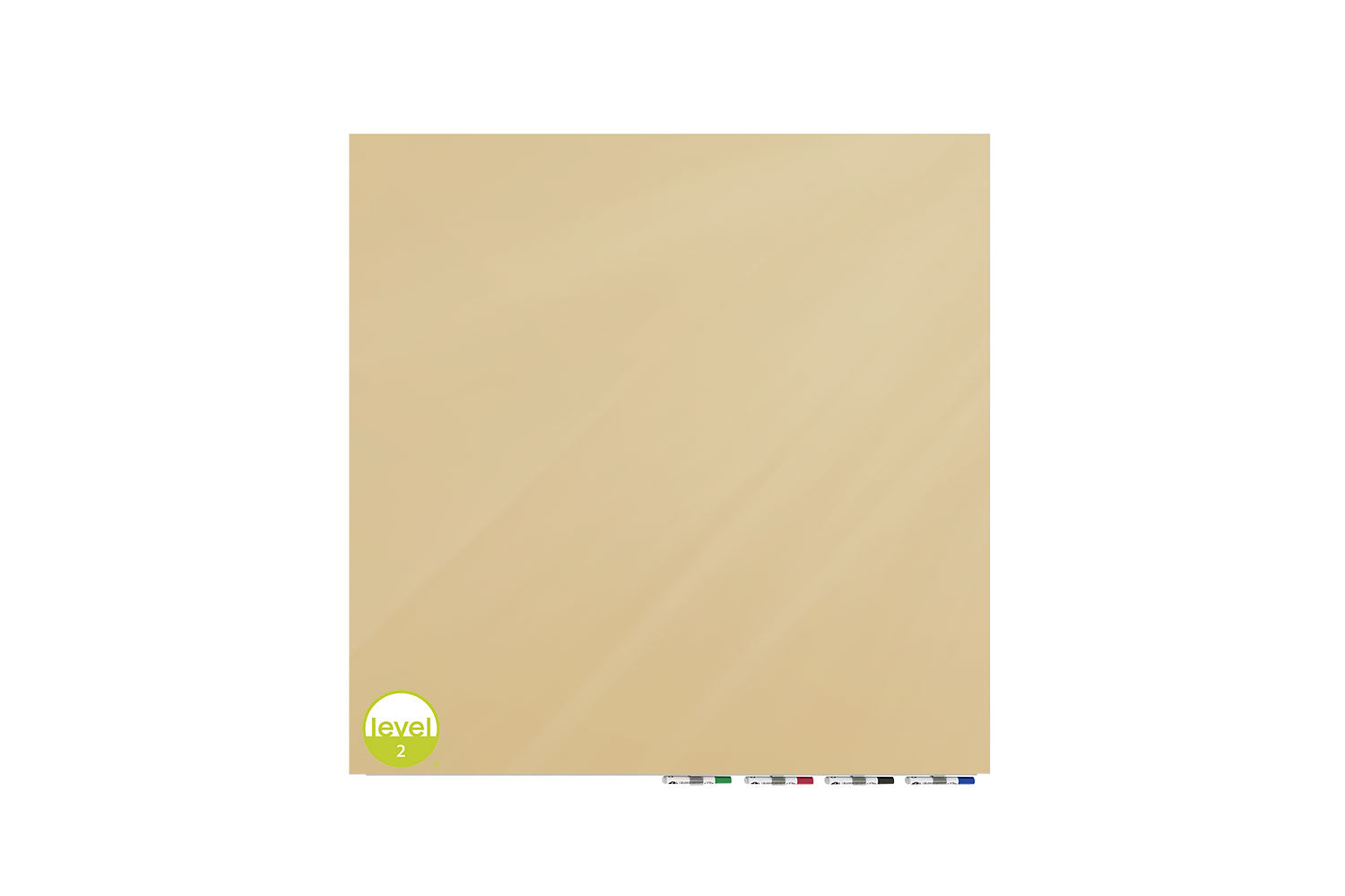 Ghent Aria Low Profile Glassboard, Non-magnetic, 4'H x 4'W, Square, Beige_1