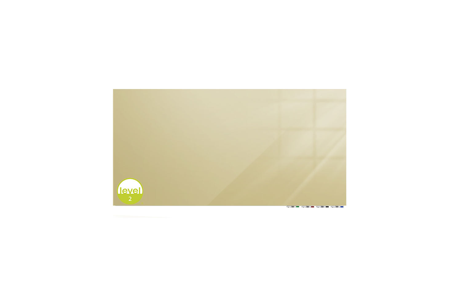 Ghent Aria Low Profile Glassboard, Magnetic, 2'H x 3'W, Horizontal, Beige_0