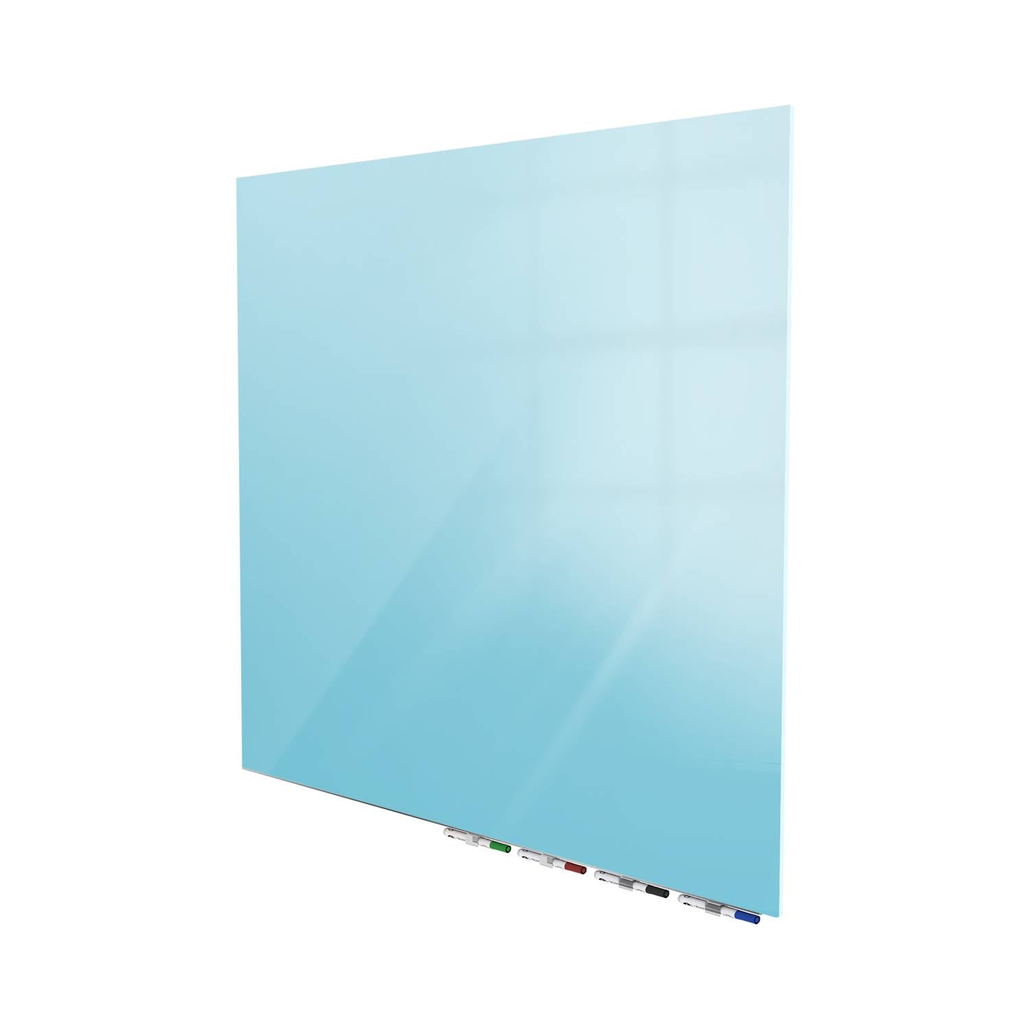 Ghent Aria Low Profile Glassboard, Magnetic, 4'H x 4'W, Square, Blue_0