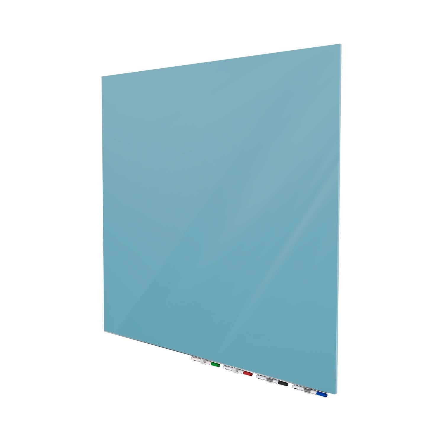 Ghent Aria Low Profile Glassboard, Magnetic, 4'H x 4'W, Square, Denim_0