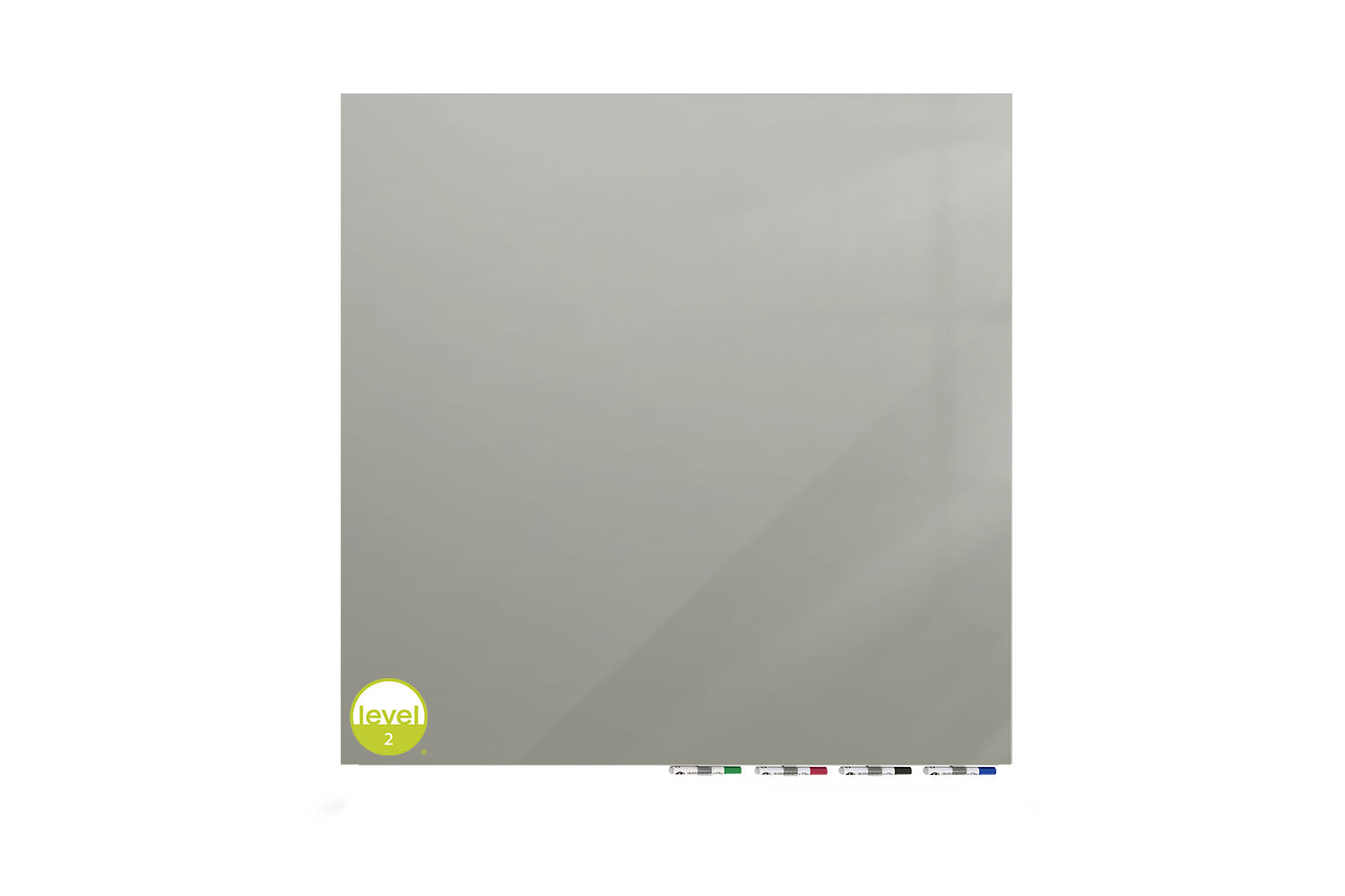 Ghent Aria Low Profile Glassboard, Non-magnetic, 4'H x 4'W, Square, Gray_2