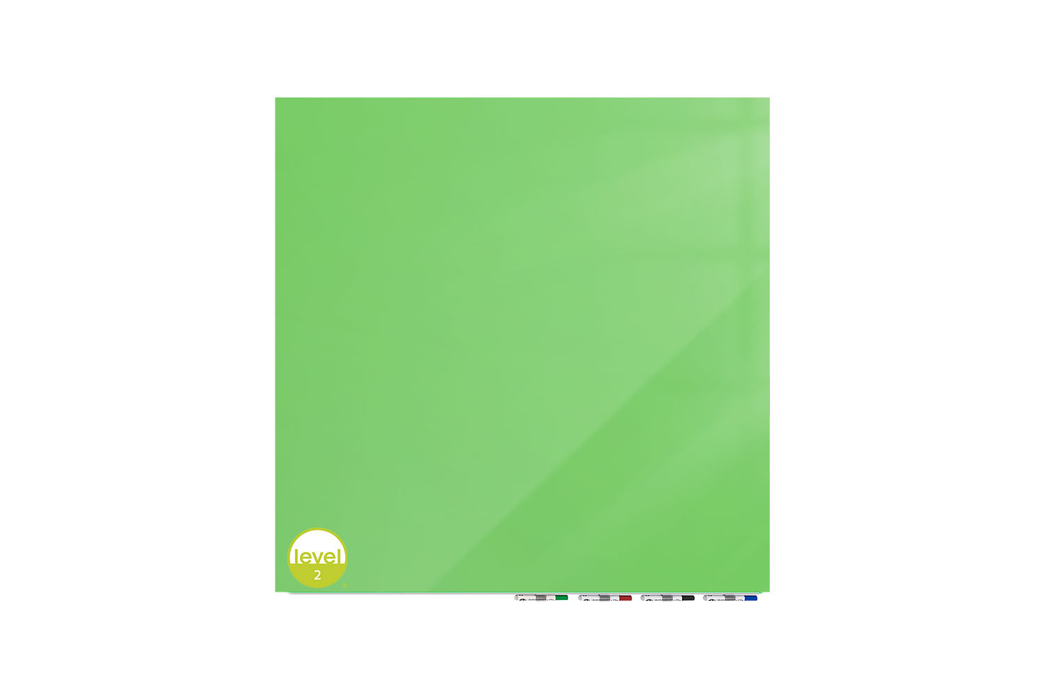 Ghent Aria Low Profile Glassboard, Magnetic, 4'H x 4'W, Square, Green_1