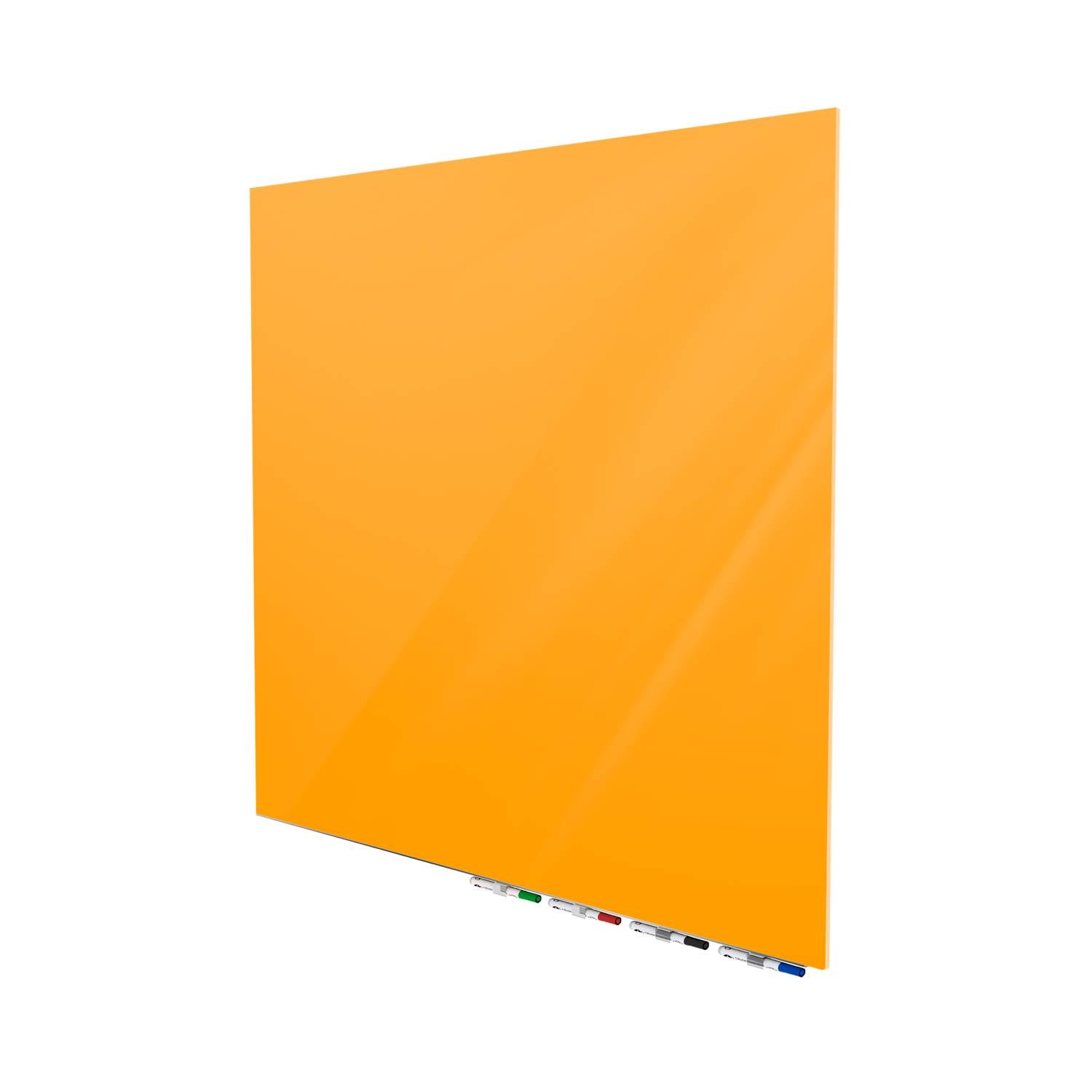 Ghent Aria Low Profile Glassboard, Magnetic, 4'H x 4'W, Square, Marigold_0