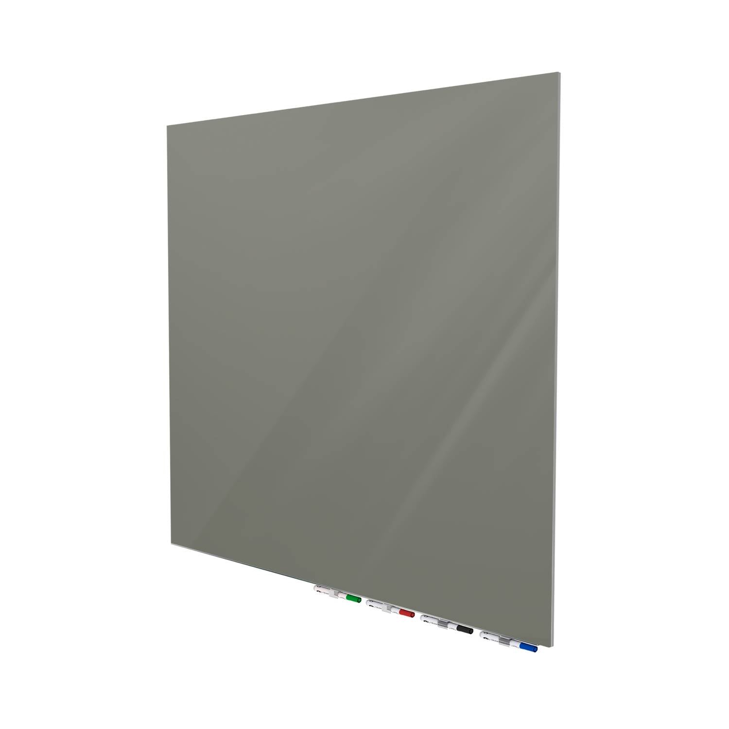 Ghent Aria Low Profile Glassboard, Magnetic, 4'H x 4'W, Square, Smoke_0