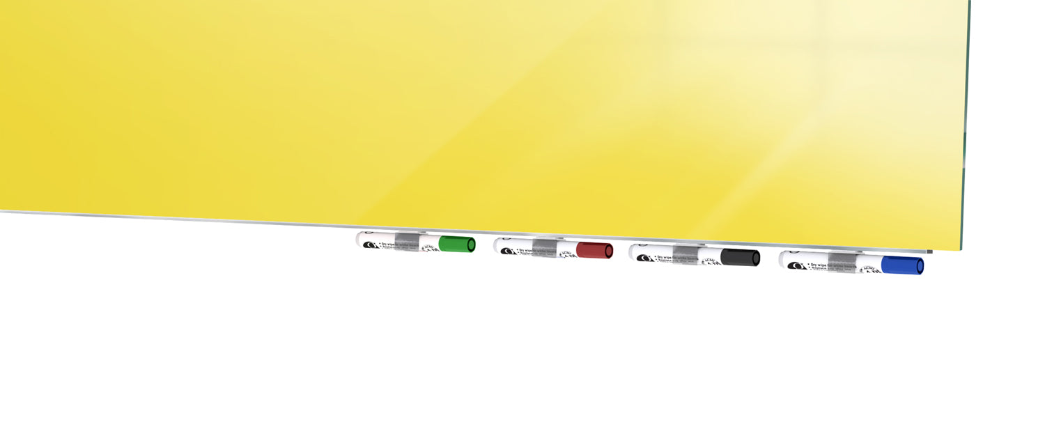 Ghent Aria Low Profile Glassboard, Non-magnetic, 2'H x 3'W, Horizontal, Yellow_1