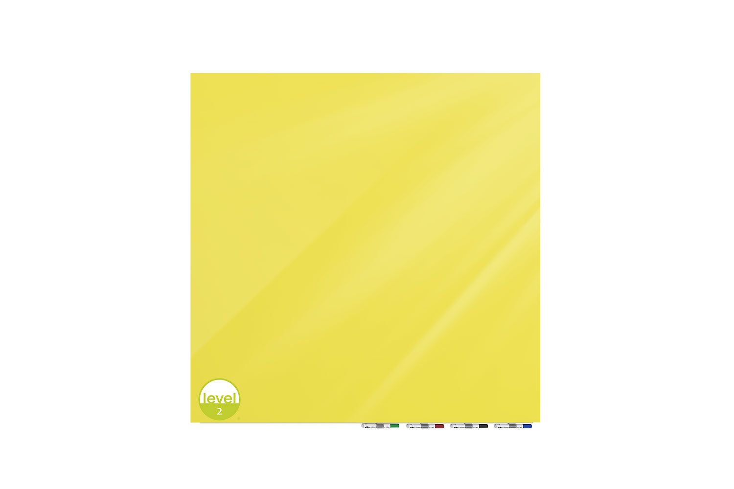 Ghent Aria Low Profile Glassboard, Magnetic, 4'H x 4'W, Square, Yellow_0