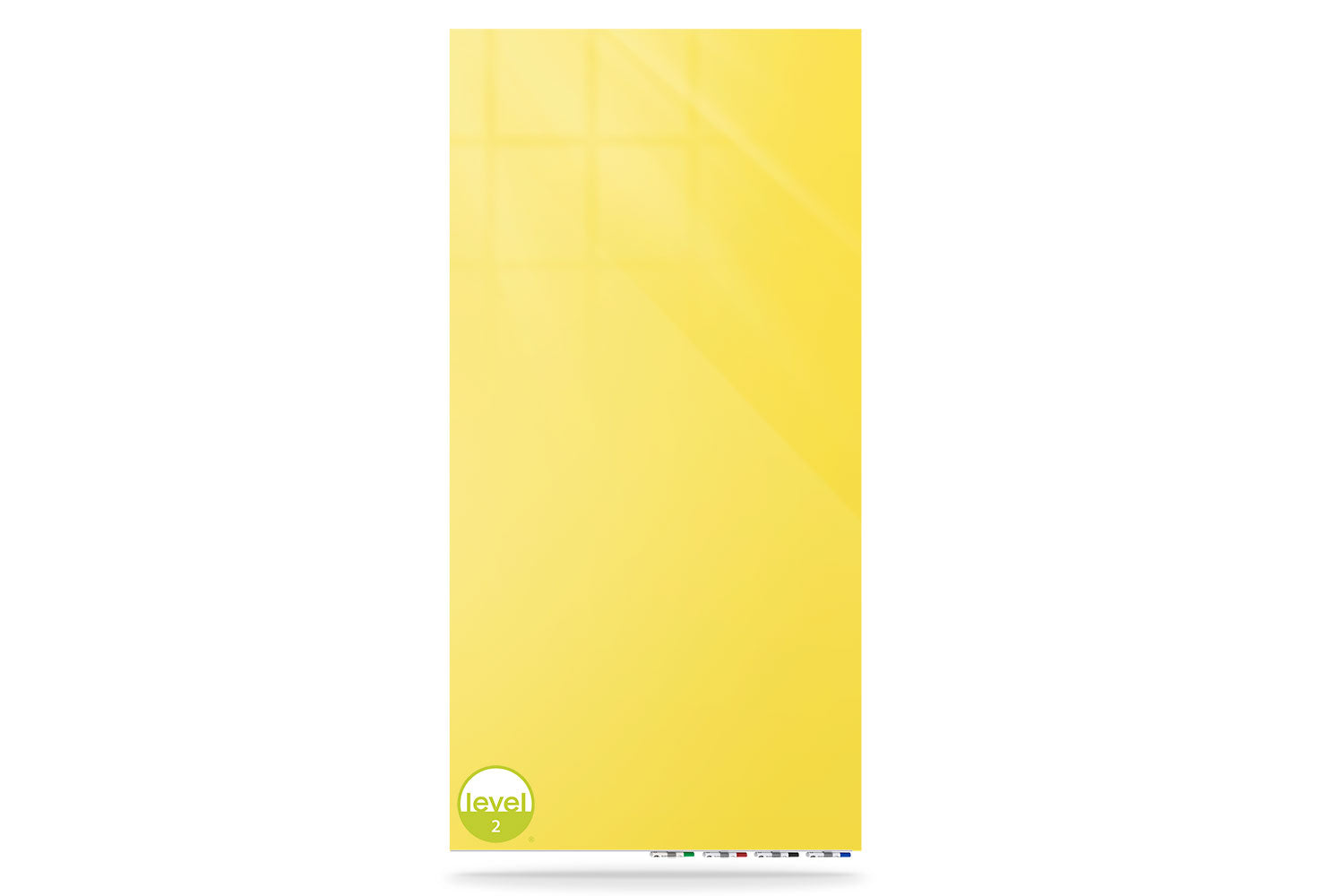 Ghent Harmony Glassboard w/ Standoffs, Non-magnetic, Square Corners, 4'H x 6'W, Yellow_0