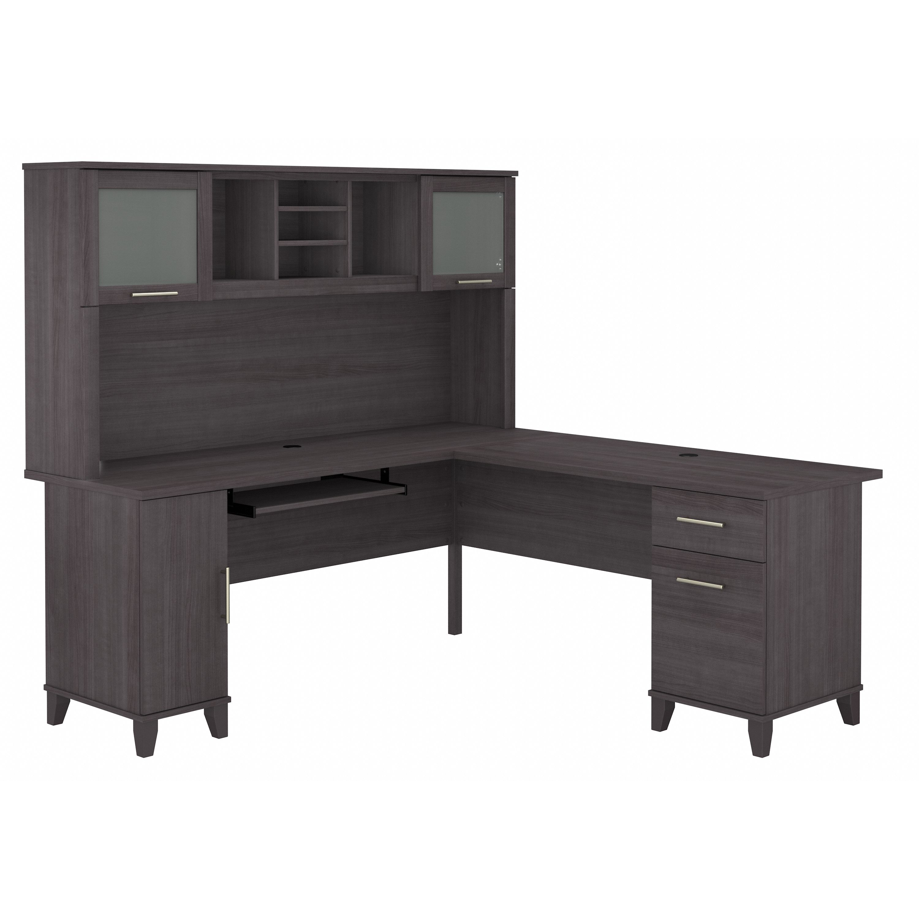 Bush Furniture Somerset 72W L Shaped Desk with Hutch | Storm Gray_0