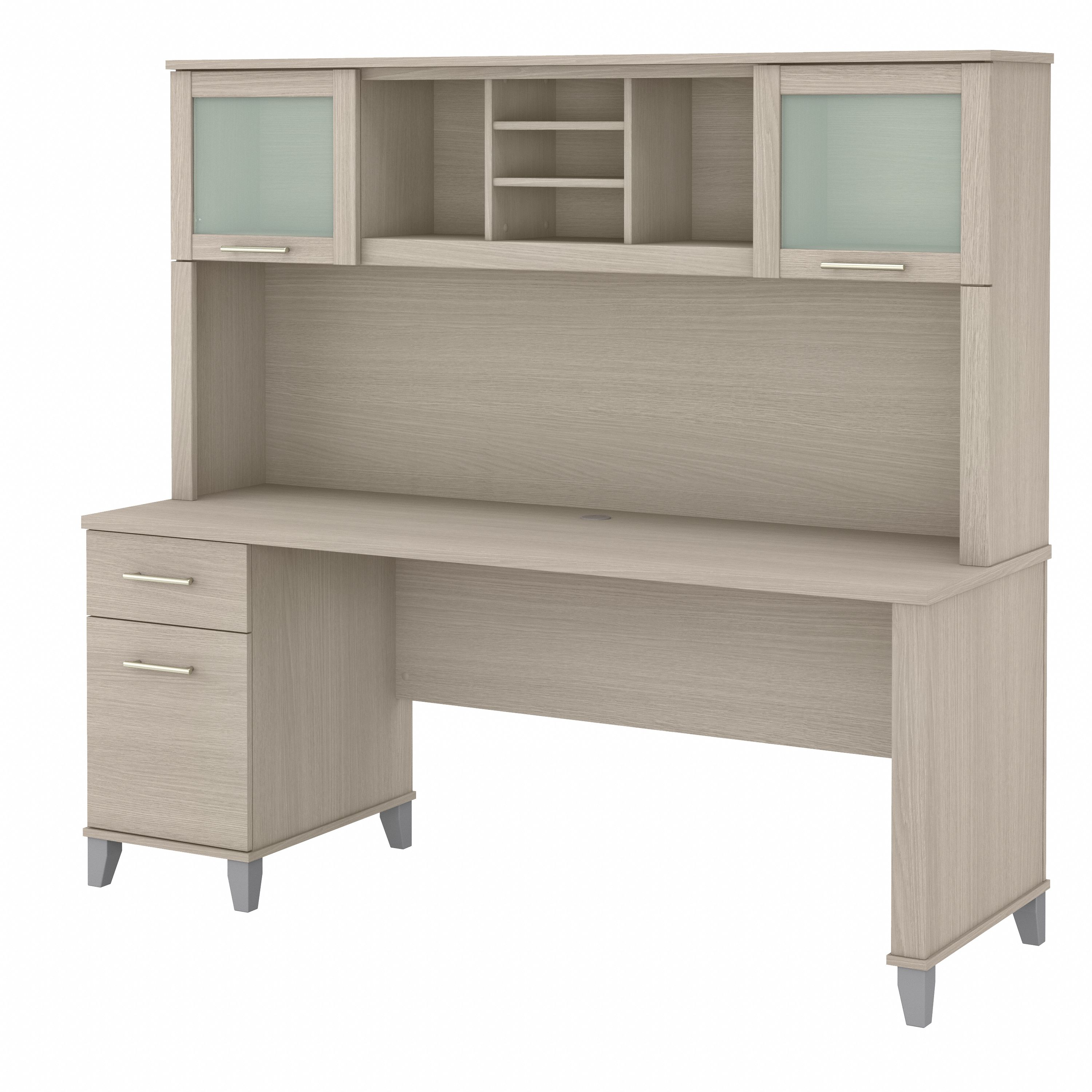 Bush Furniture Somerset 72W Office Desk with Drawers and Hutch | Sand Oak_0