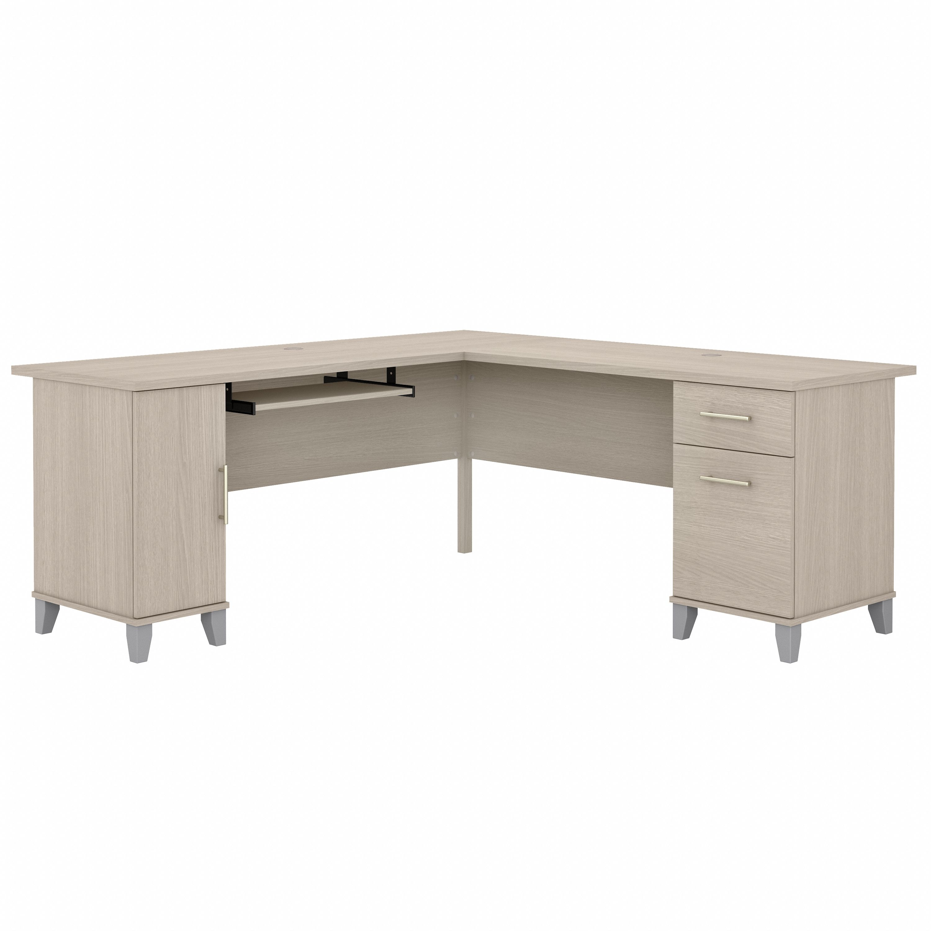 Bush Furniture Somerset 72W L Shaped Desk with Storage | Sand Oak/White_0