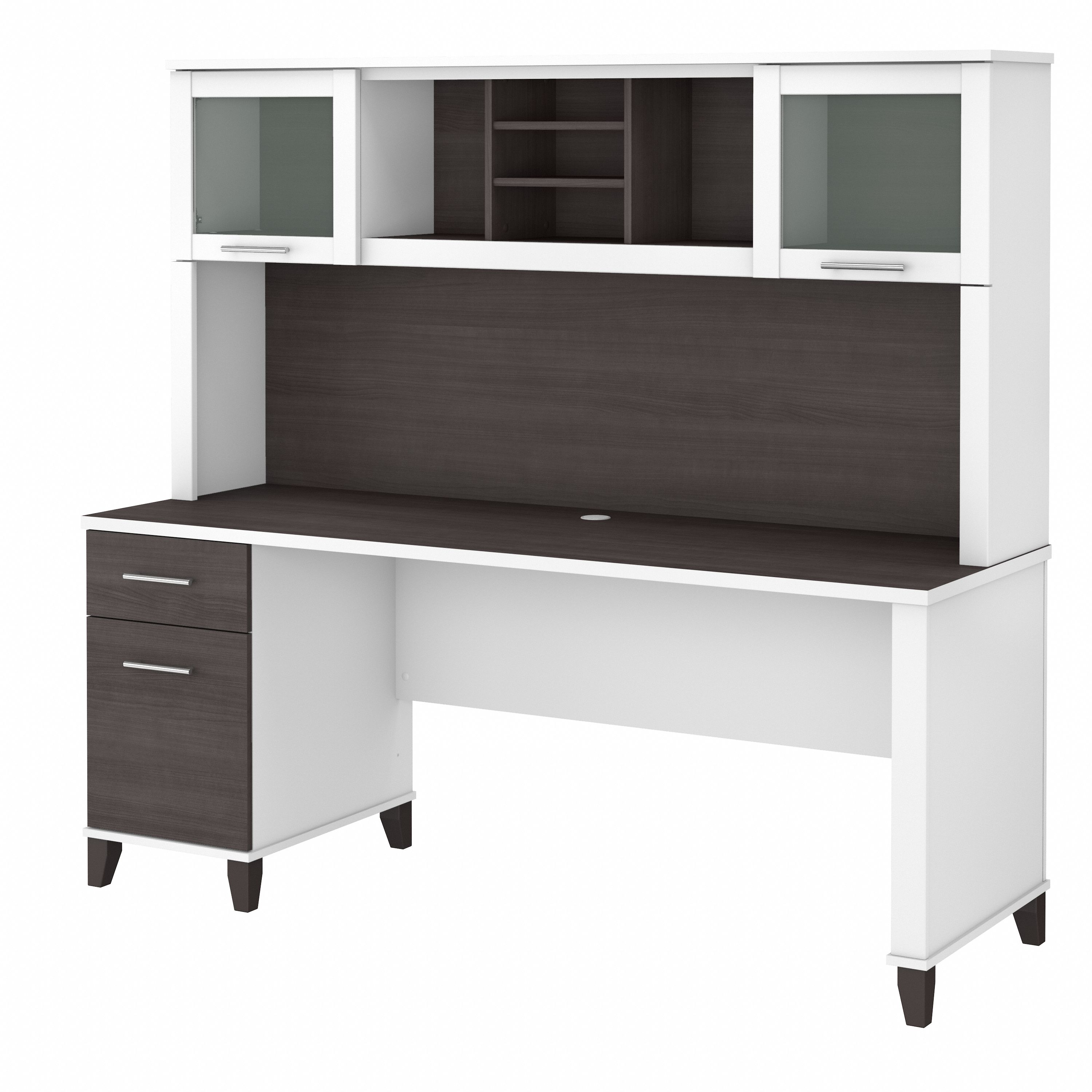 Bush Furniture Somerset 72W Office Desk with Drawers and Hutch | Storm Gray/White_0