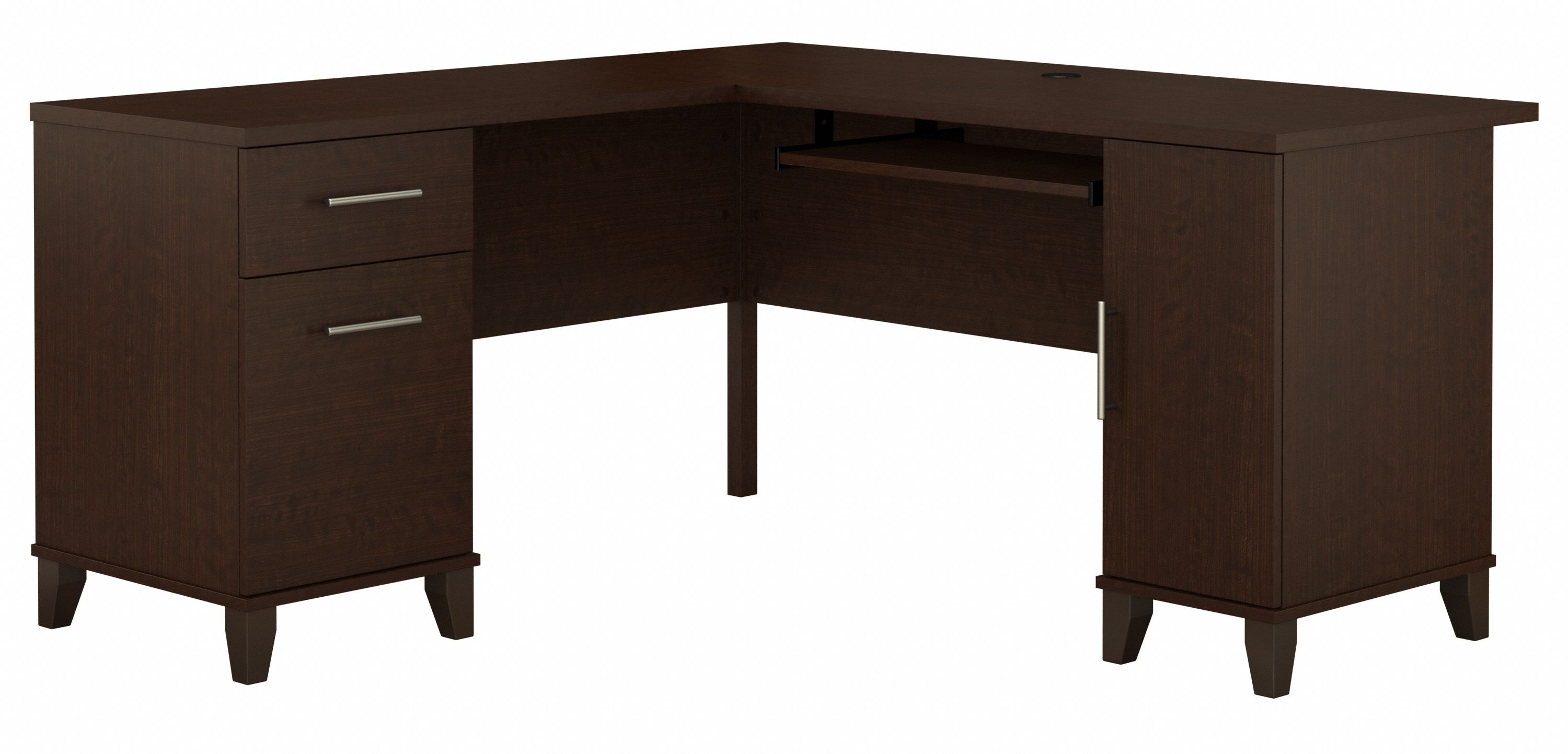 Bush Furniture Somerset 60W L Shaped Desk with Storage | Mocha Cherry/White_0