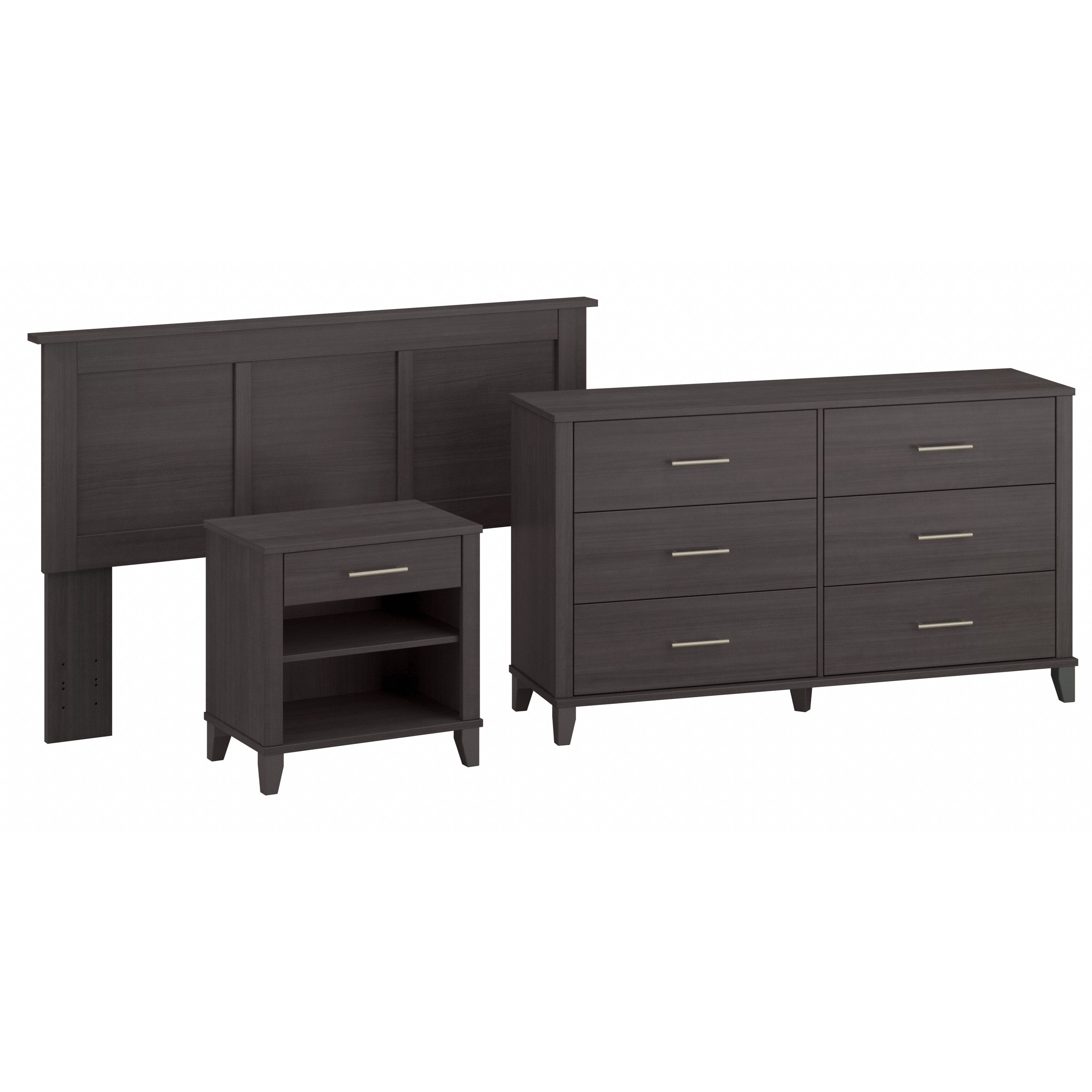 Bush Furniture Somerset Full/Queen Size Headboard, Dresser and Nightstand Bedroom Set | Storm Gray_0