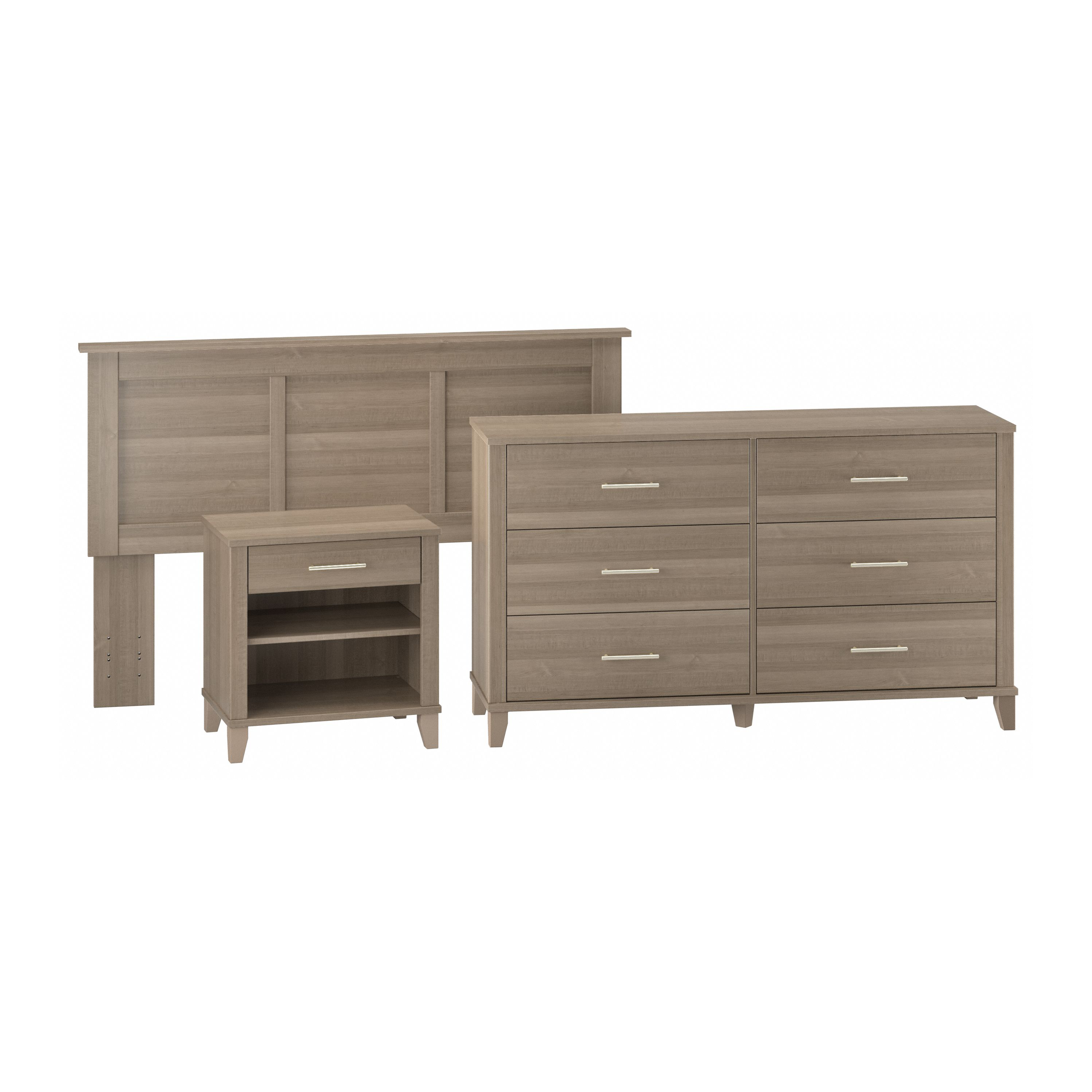 Bush Furniture Somerset Full/Queen Size Headboard, Dresser and Nightstand Bedroom Set | Ash Gray_0