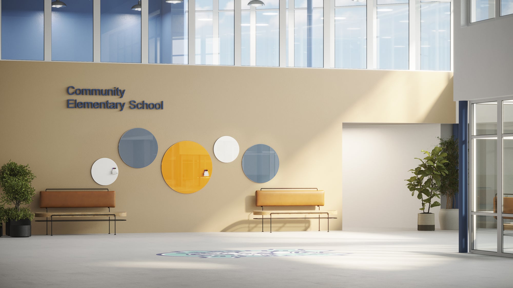 Ghent Coda Low Profile Circular Glassboard, Non-magnetic, Denim, 48&quot; Diameter_1
