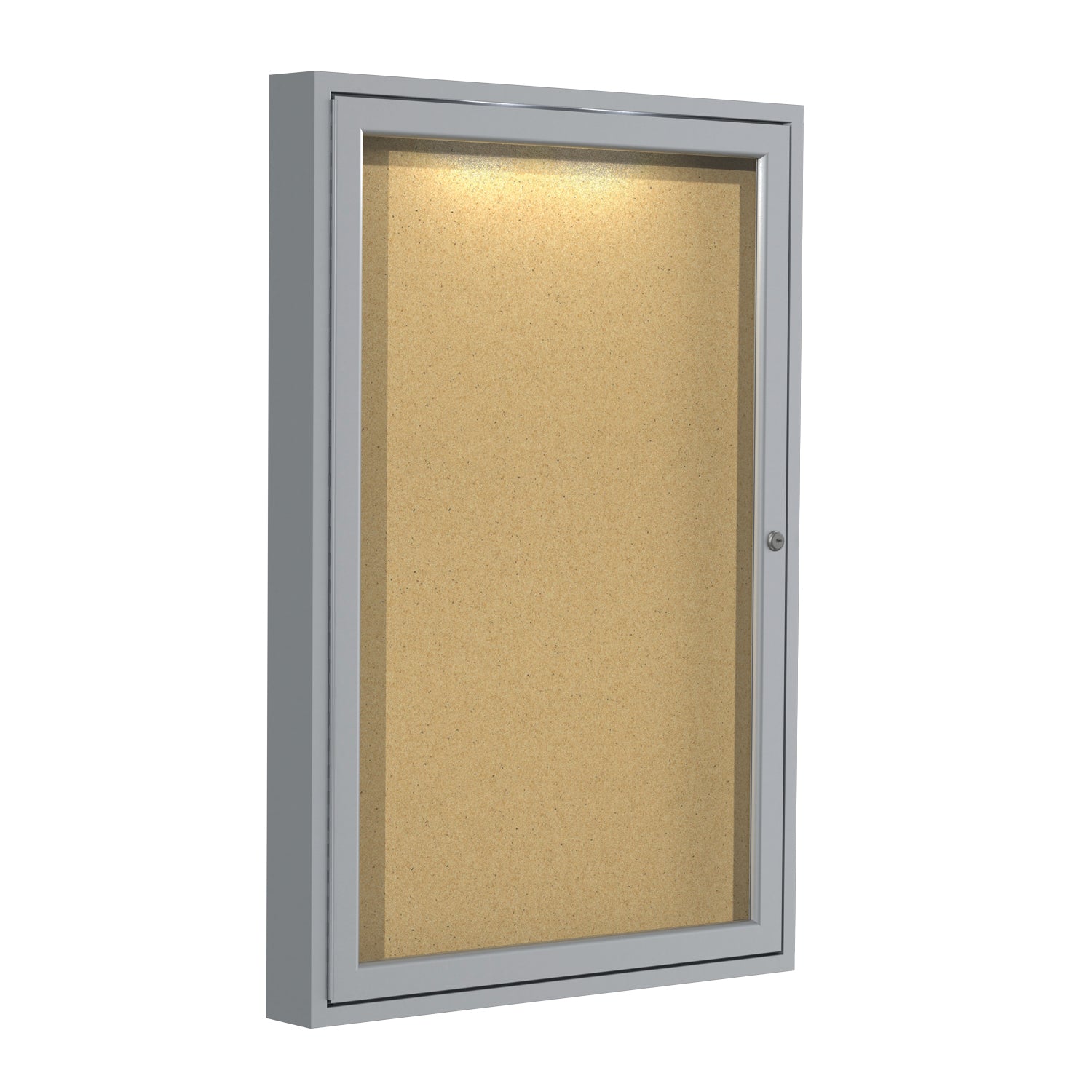 Ghent 1 Door Enclosed Cork Bulletin Board w/ Concealed Lighting, 3'H x 2'W_3