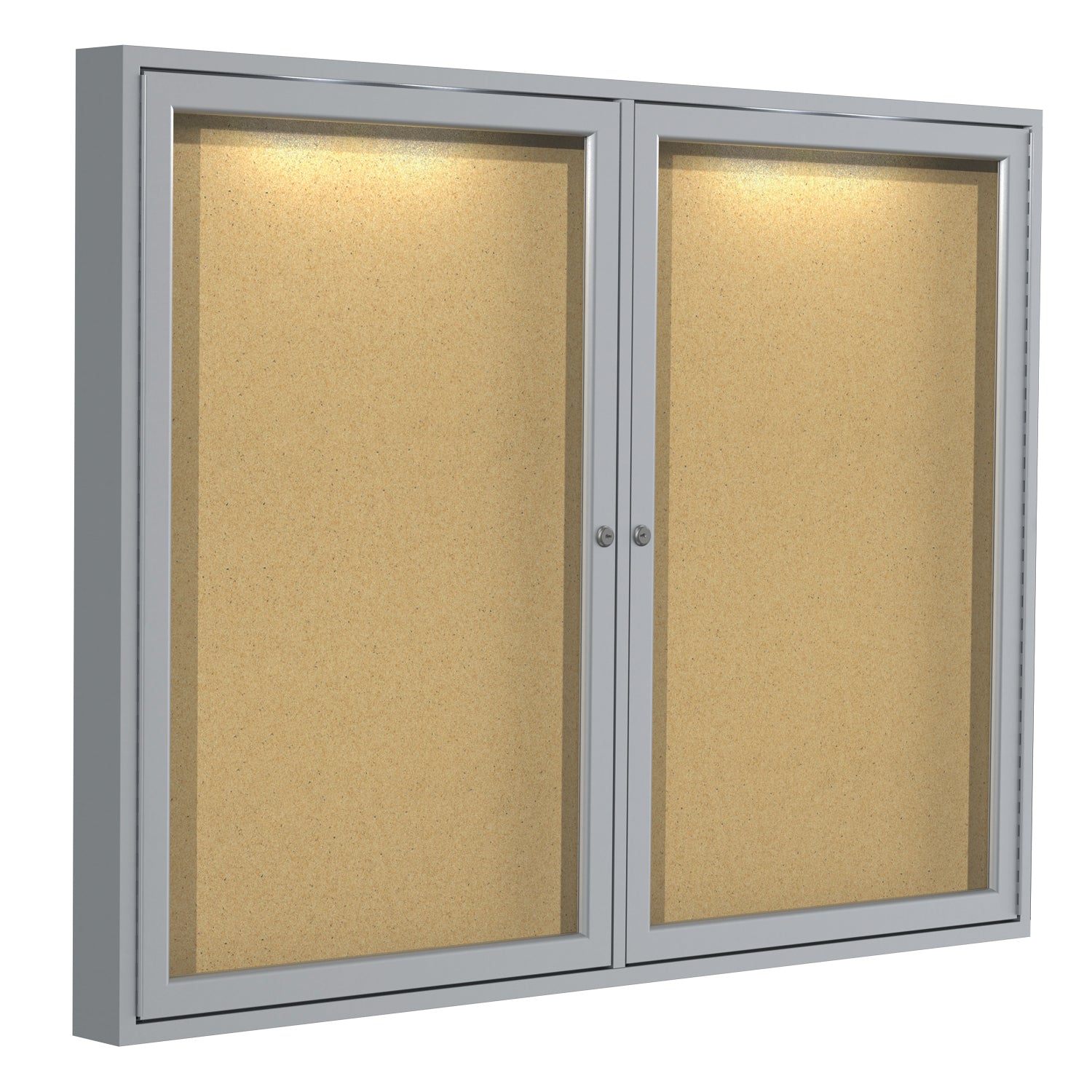 Ghent 2 Door Enclosed Cork Bulletin Board w/ Concealed Lighting, 3'H x 4'W_1