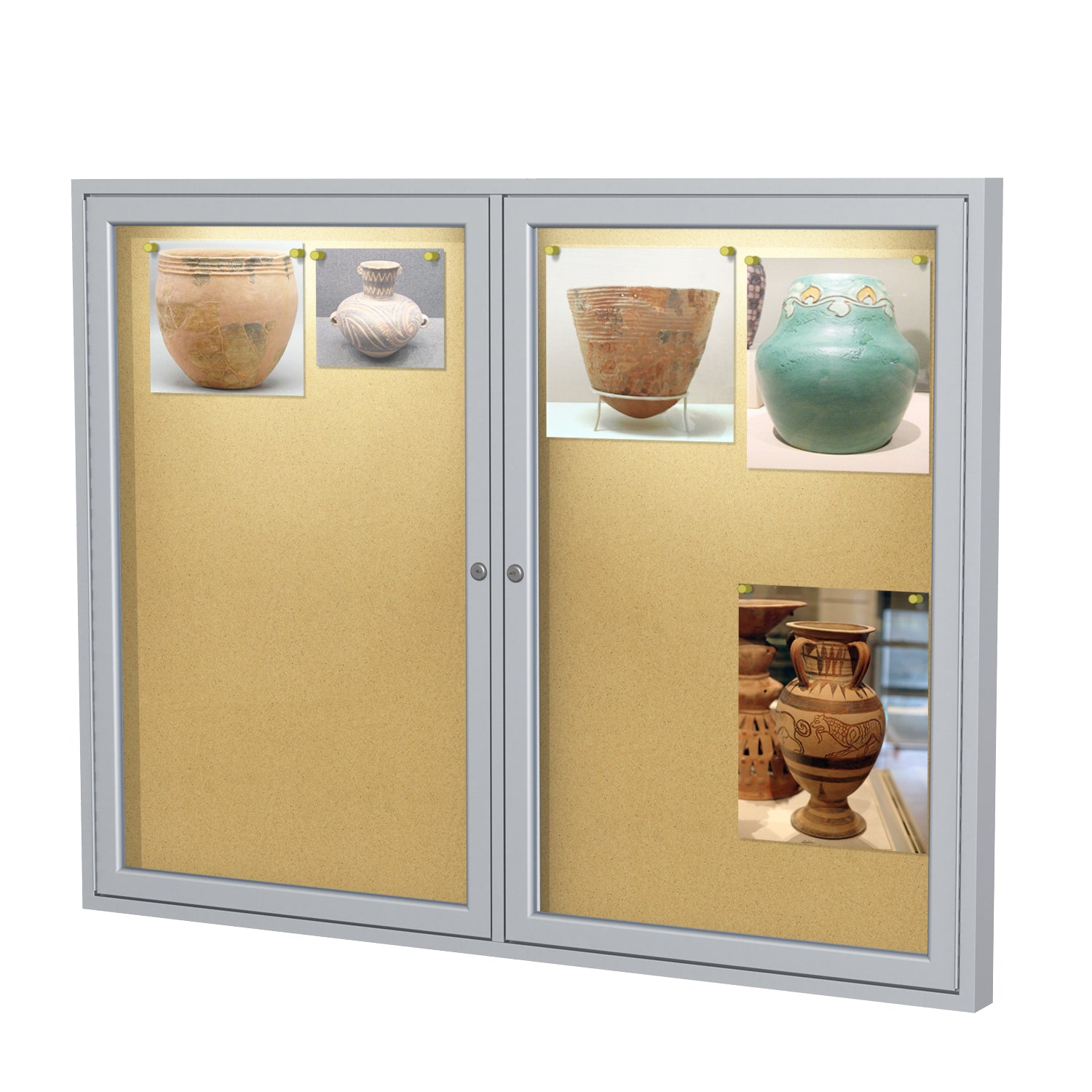 Ghent 2 Door Enclosed Cork Bulletin Board w/ Concealed Lighting, 3'H x 4'W_2