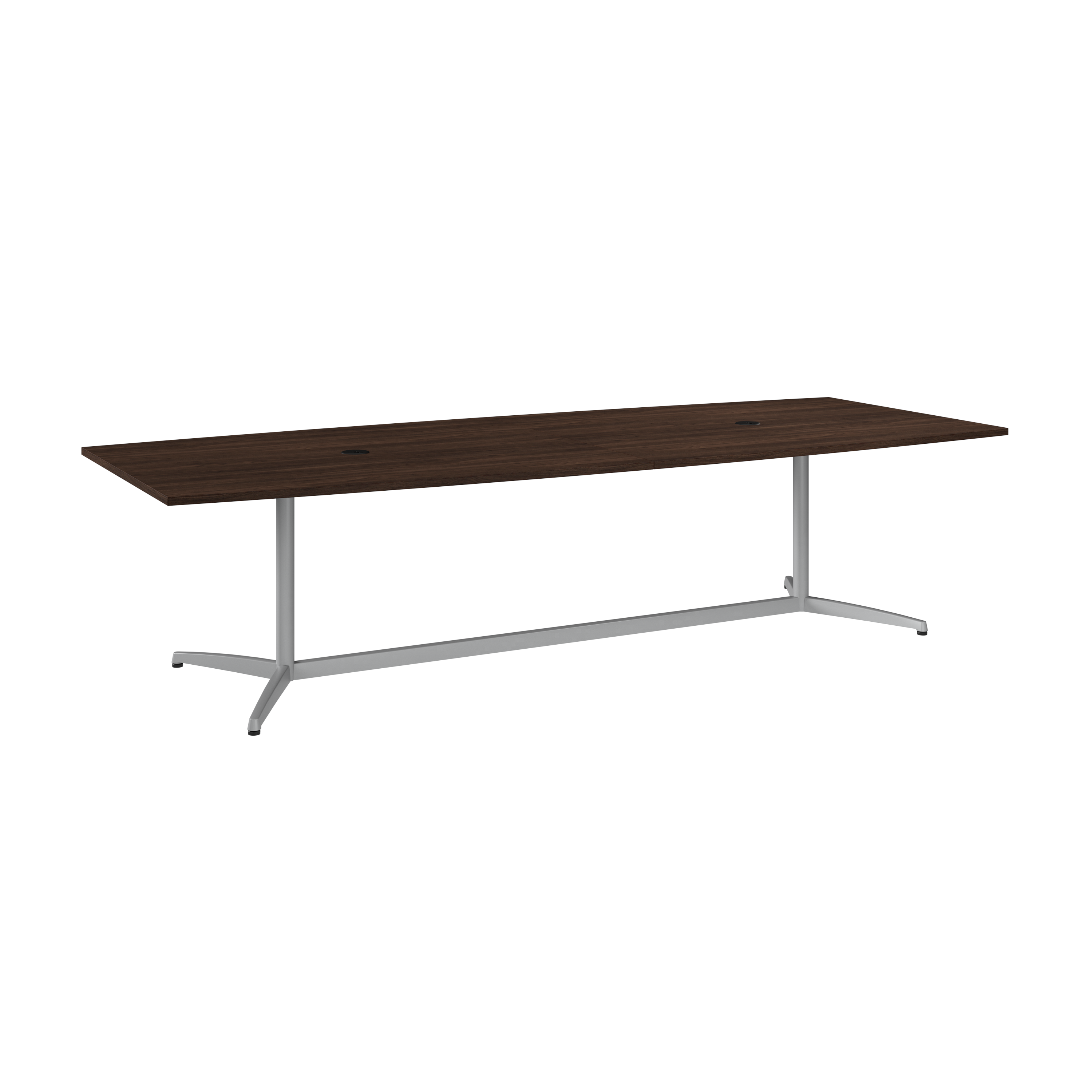 Bush Business Furniture 120W x 48D Boat Shaped Conference Table with Metal Base | Black Walnut_0