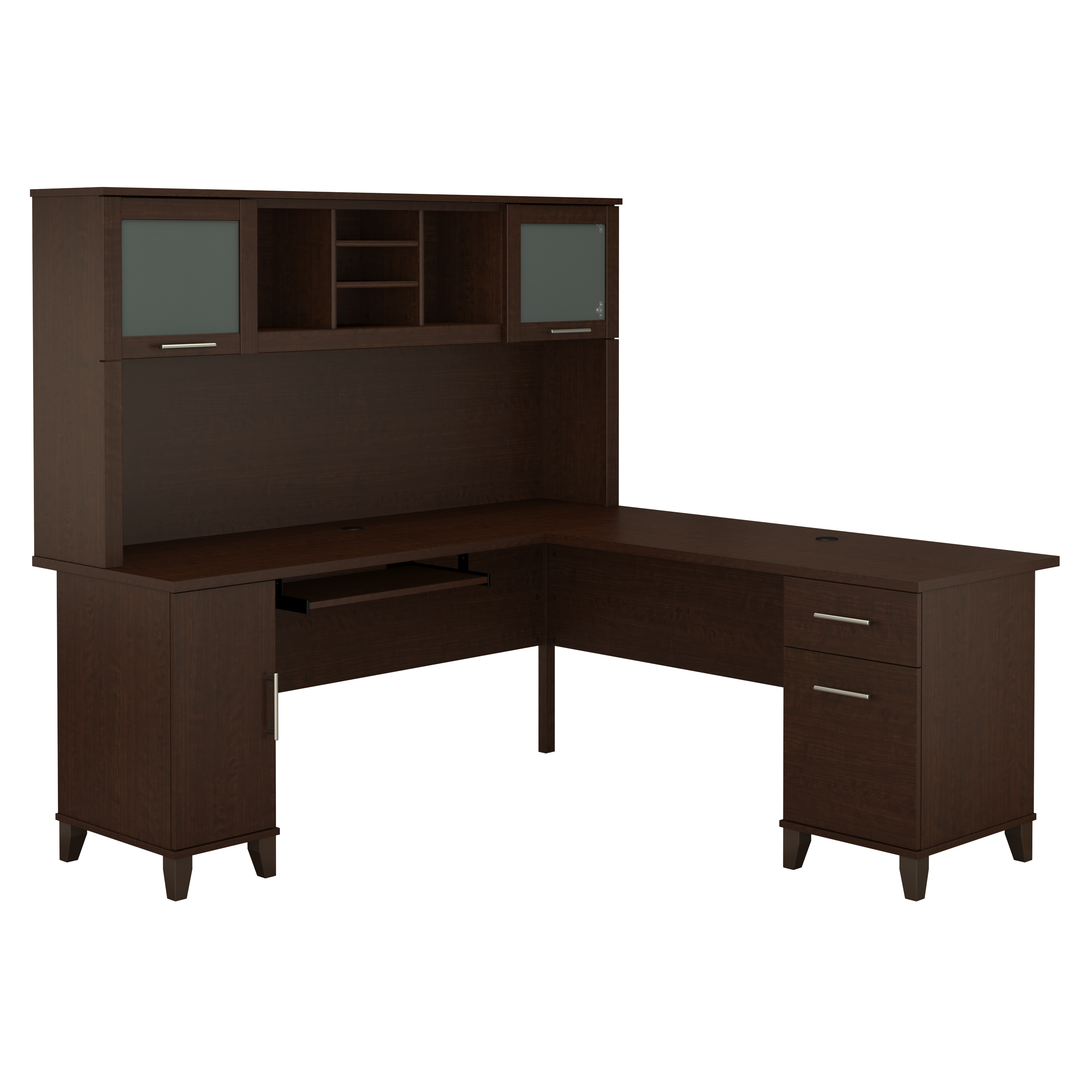 Bush Furniture Somerset 72W L Shaped Desk with Hutch | Mocha Cherry_0