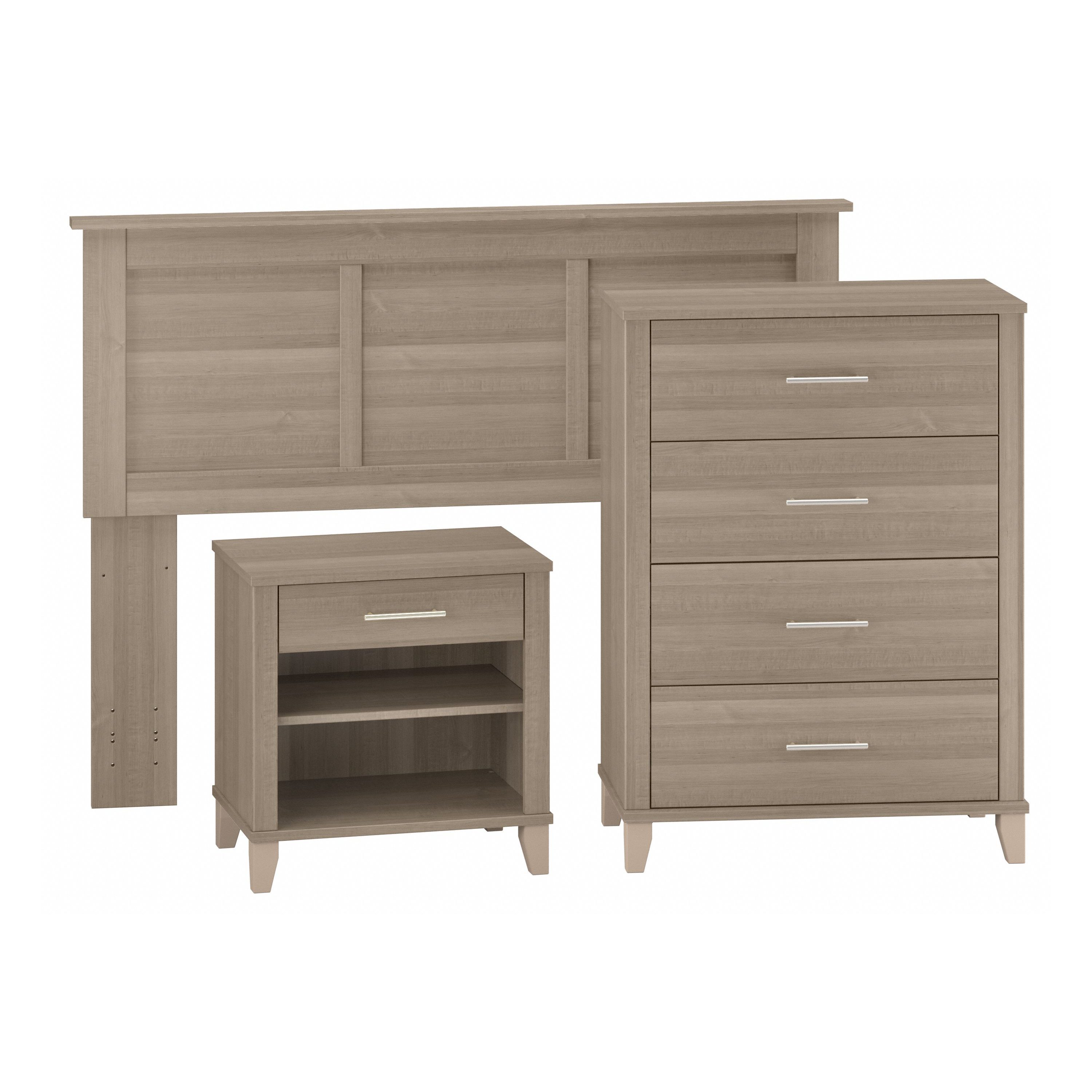 Bush Furniture Somerset Full/Queen Size Headboard, Chest of Drawers and Nightstand Bedroom Set | Ash Gray_0