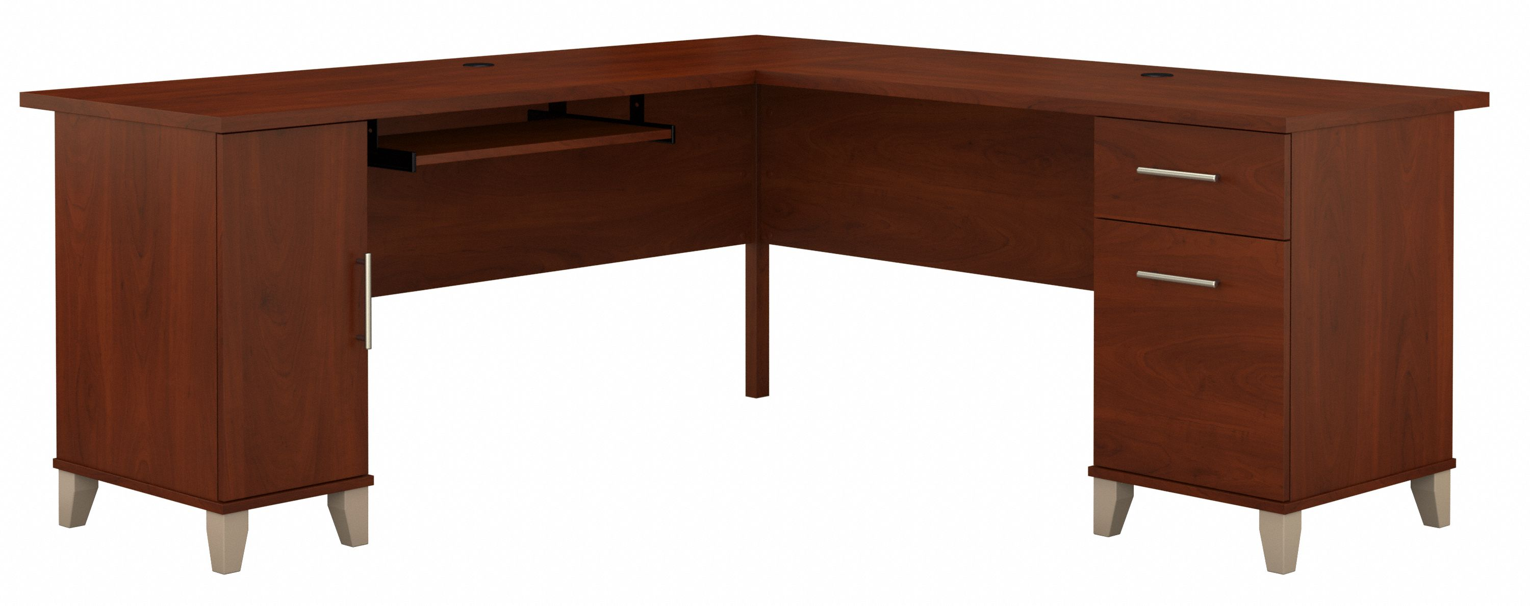 Bush Furniture Somerset 72W L Shaped Desk with Storage | Hansen Cherry/White_0