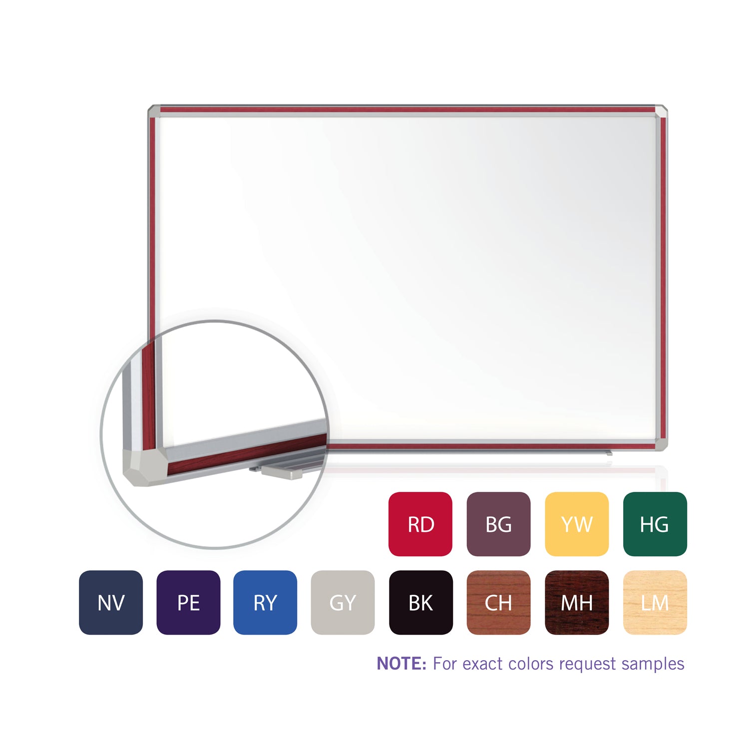 Ghent Porcelain Whiteboard, Magnetic w/ DecoAurora Aluminum Frame, 4'H x 12'W, Light Maple_2