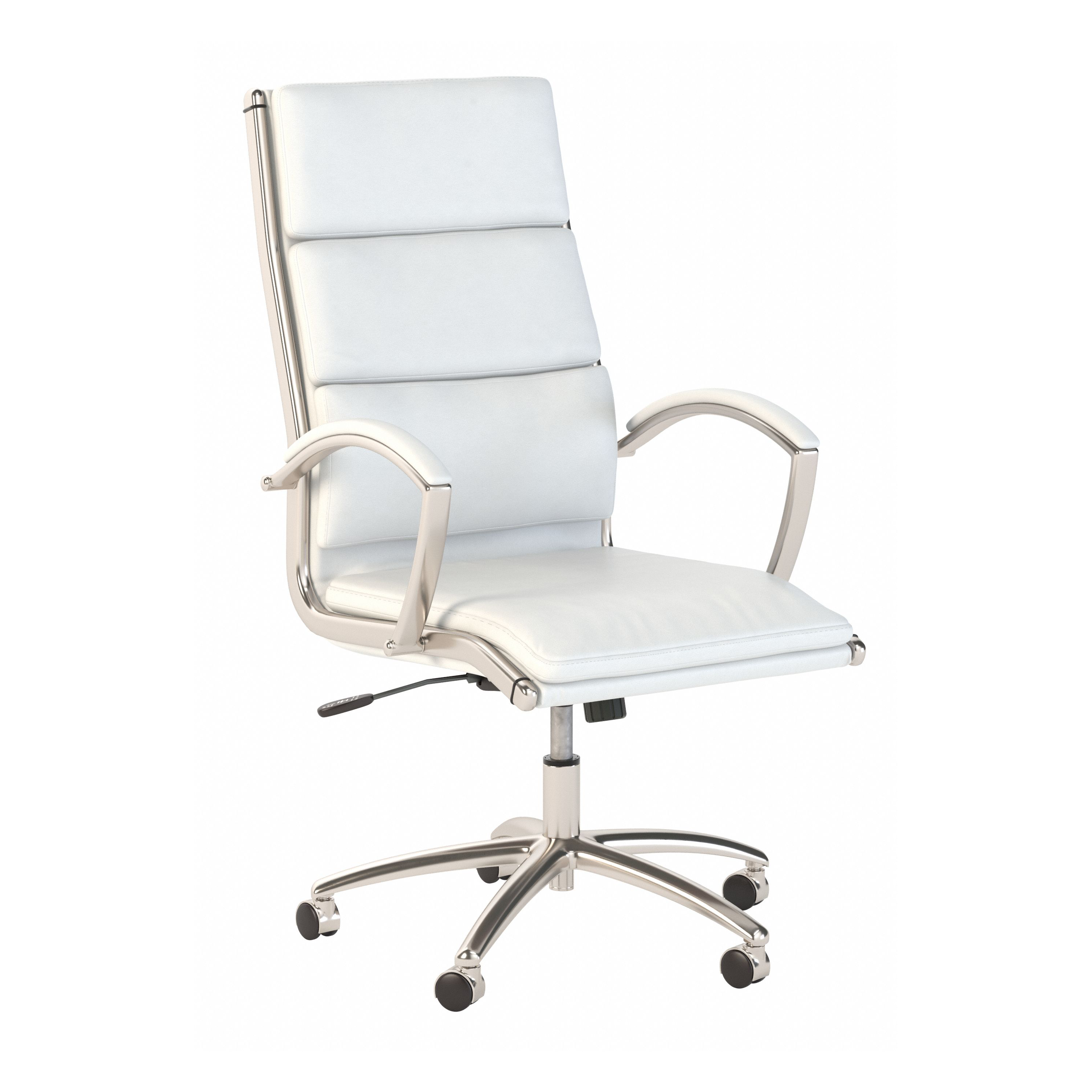 Bush Business Furniture Modelo High Back Leather Executive Office Chair | White Leather_0