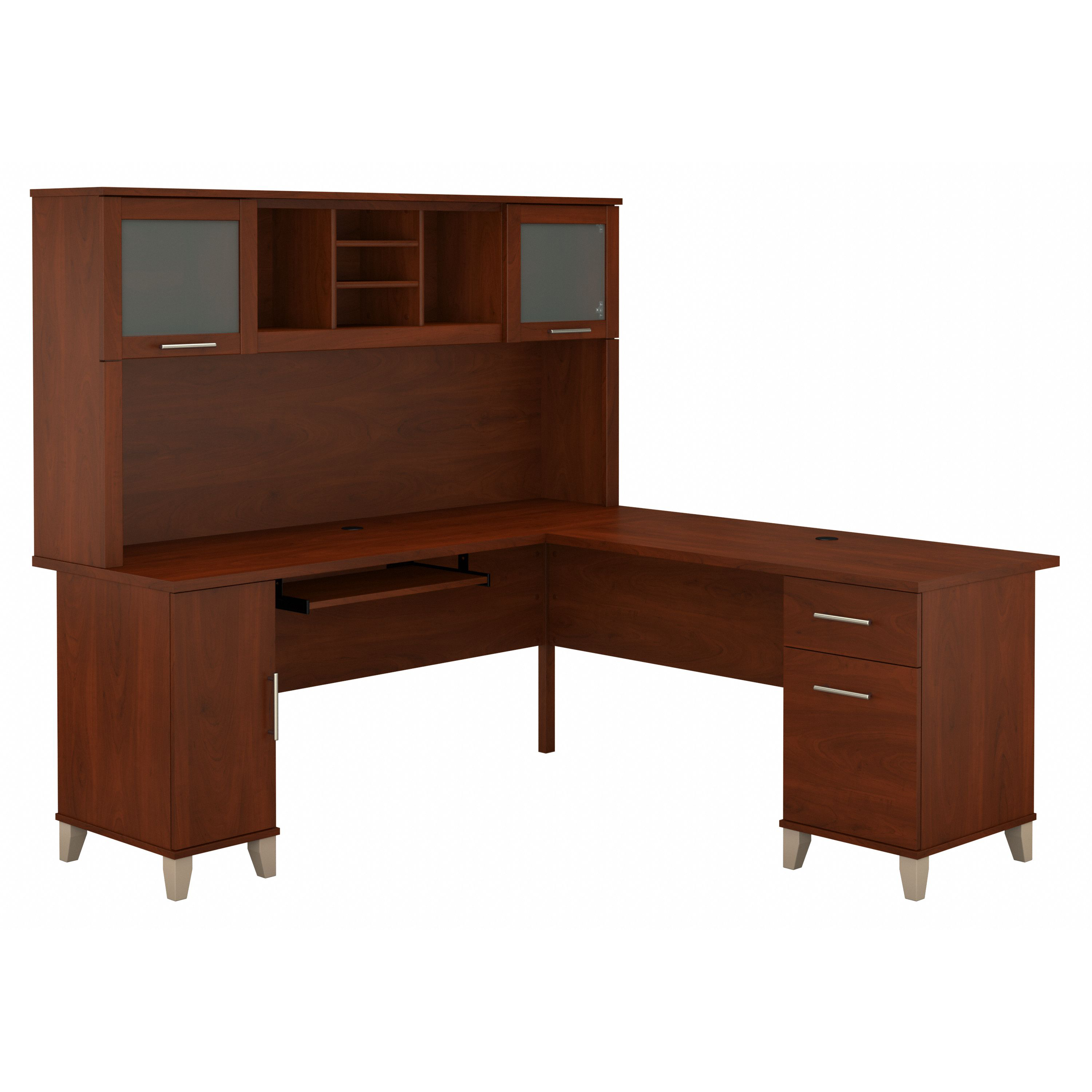 Bush Furniture Somerset 72W L Shaped Desk with Hutch | Hansen Cherry_0