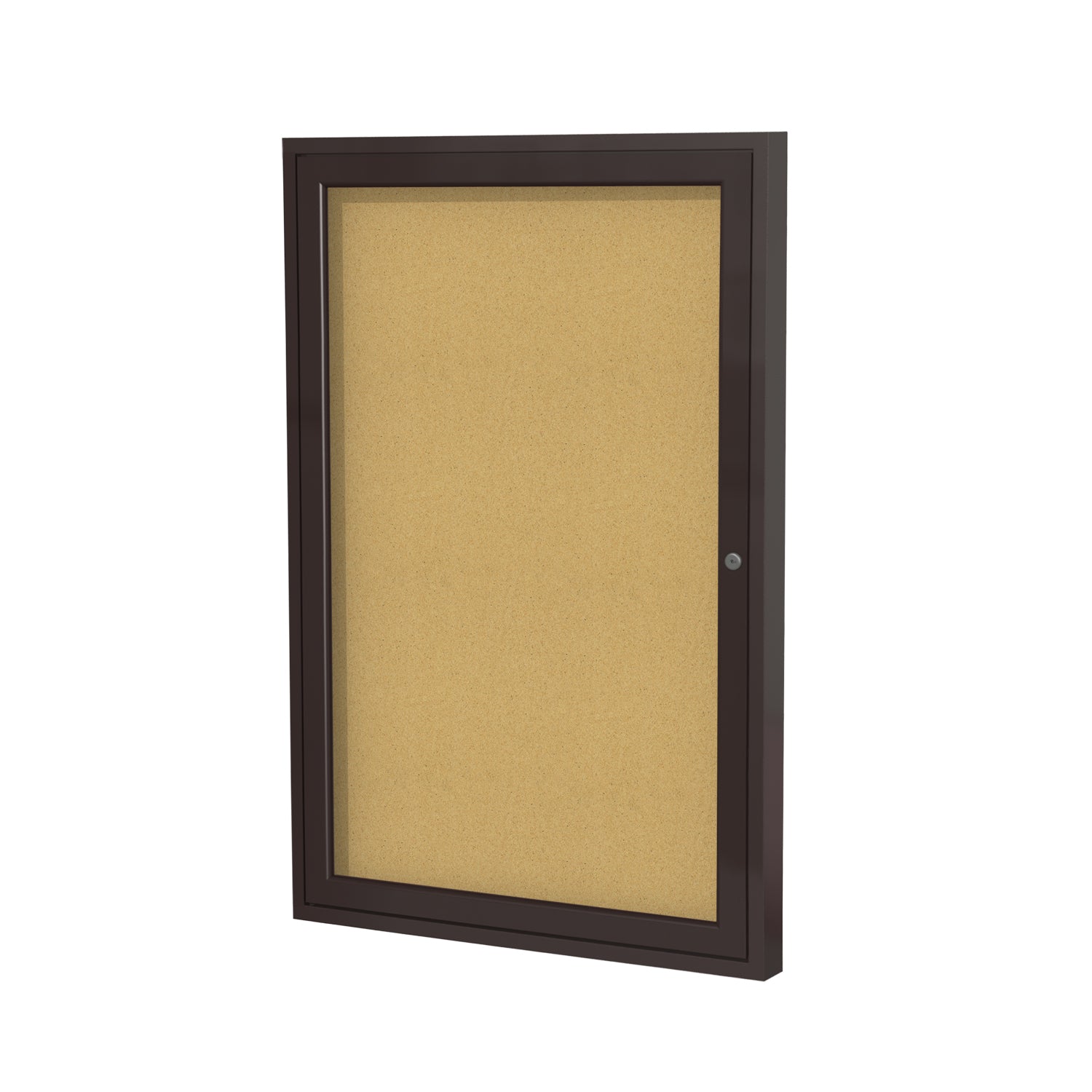 Ghent 1 Door Enclosed Natural Cork Bulletin Board w/ Bronze Frame, 36"H x 30"W_0