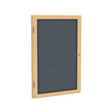 Ghent 1 Door Enclosed Fabric Bulletin Boards w/ Oak Wood Frame, 3'H x 3'W, Gray_1